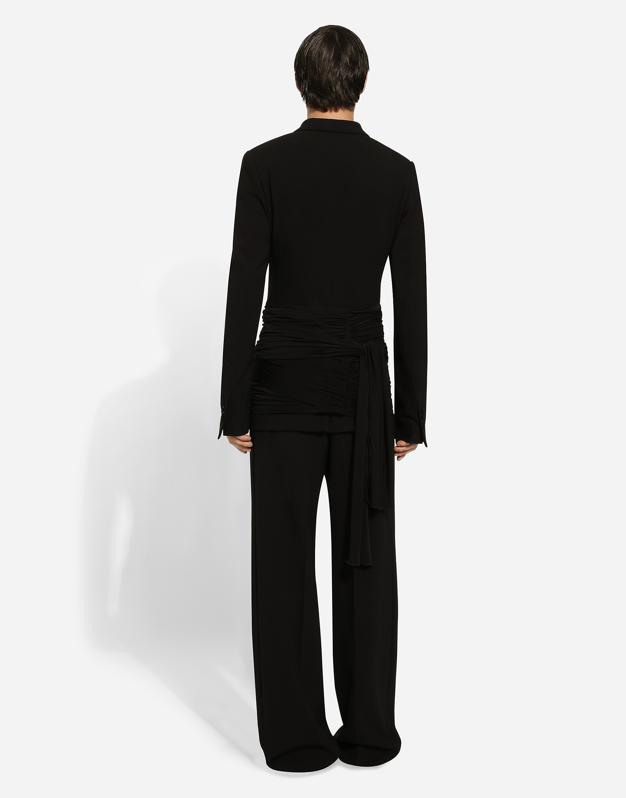 Stretch wool straight-leg pants