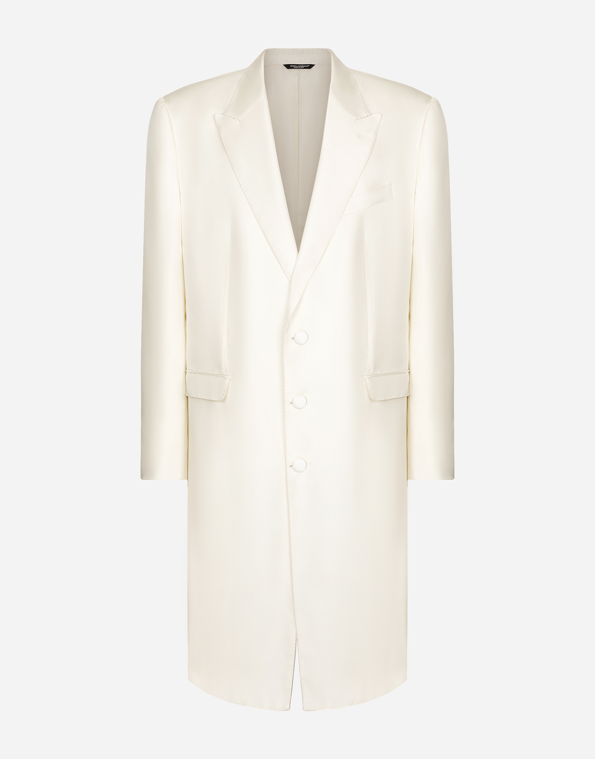 Single-breasted silk twill coat