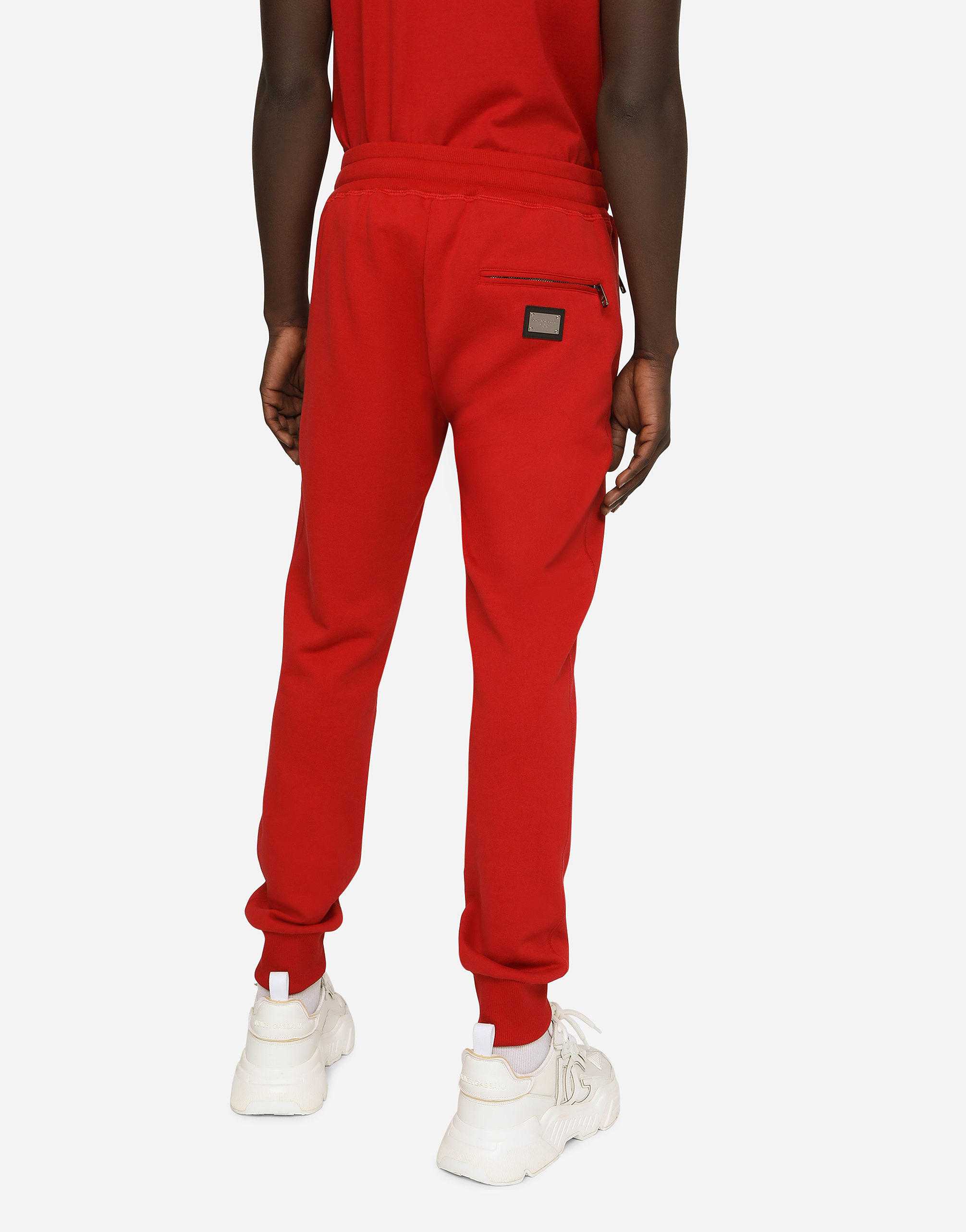 Jersey jogging pants with DG logo band in Red for