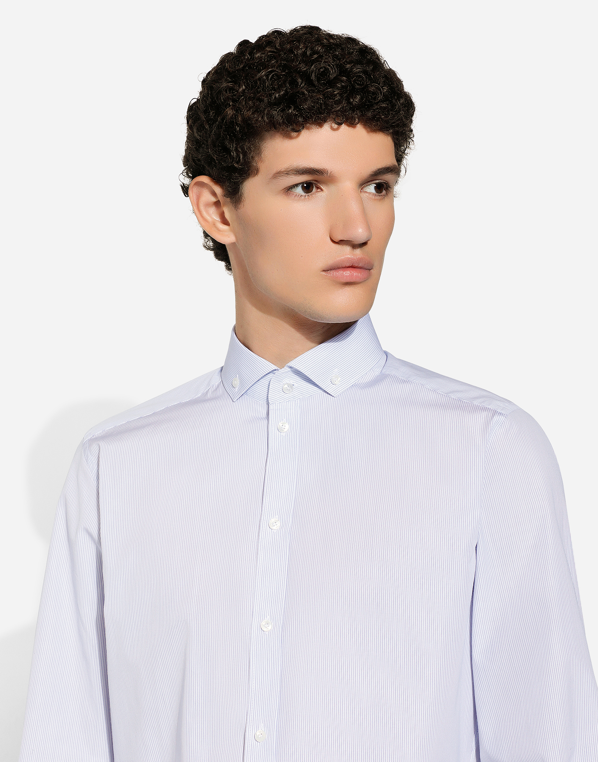 Shop Dolce & Gabbana Striped Poplin Martini-fit Shirt In Multicolor