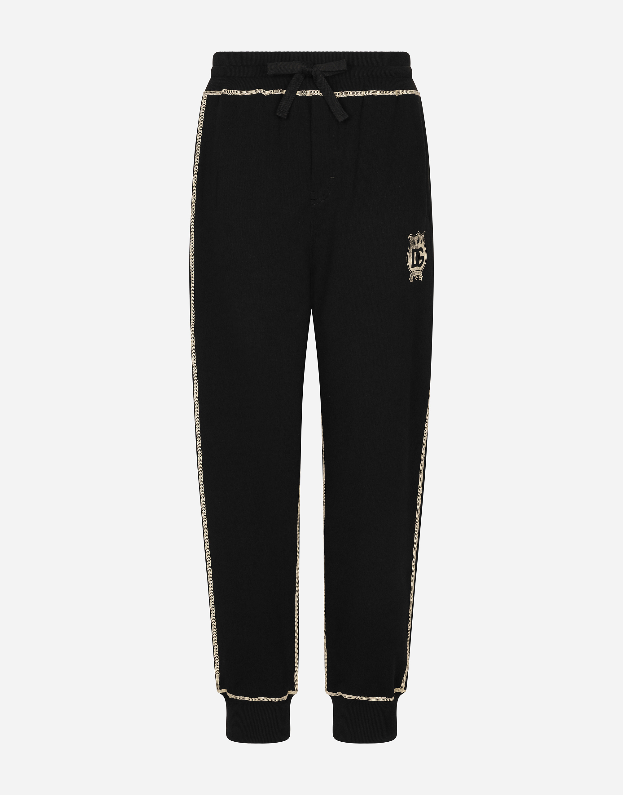 Shop Dolce & Gabbana Jogging Pants With Heraldic Dg Logo In ブラック