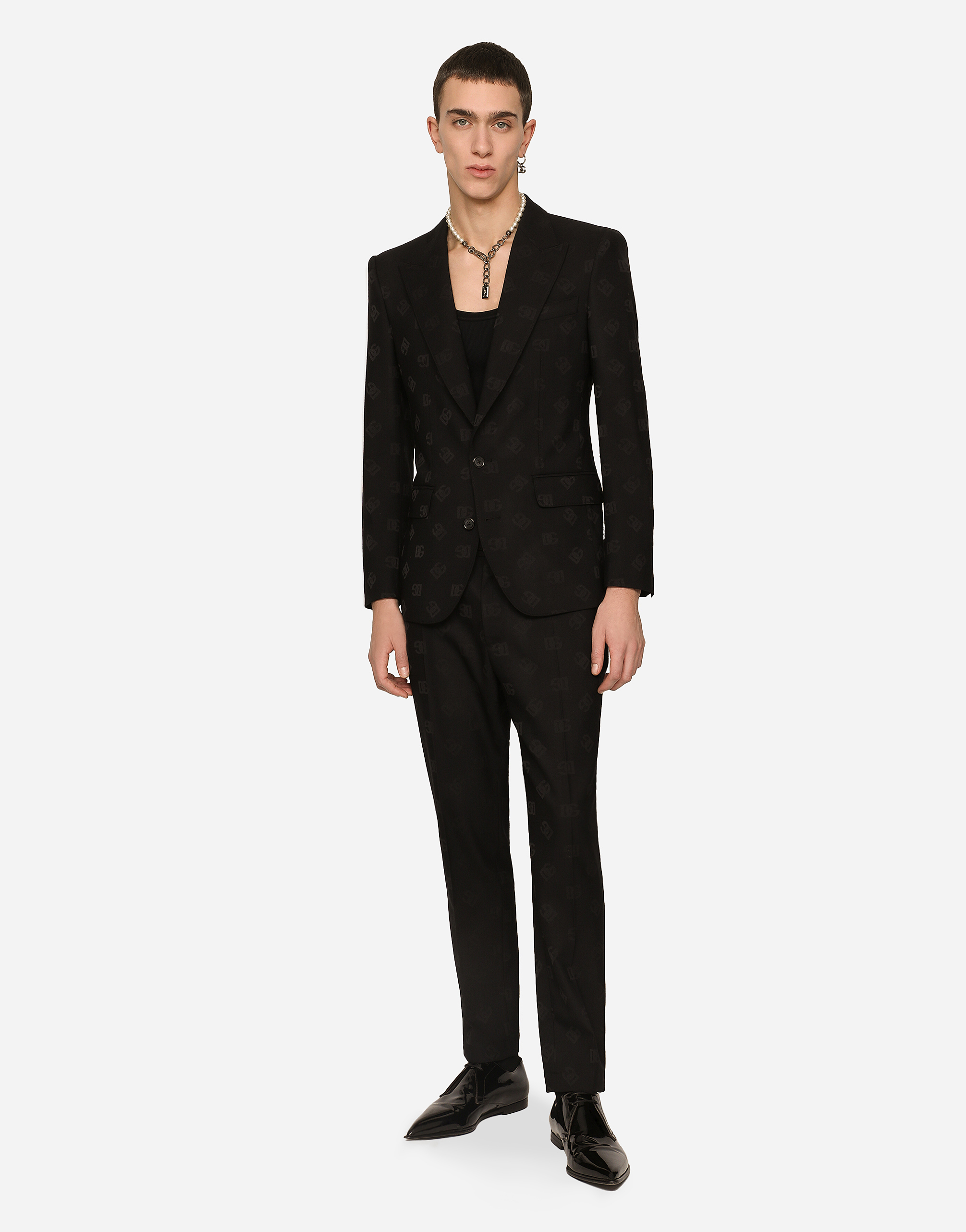 Shop Dolce & Gabbana Single-breasted Jacquard Sicilia-fit Jacket With Dg Monogram Design In Black