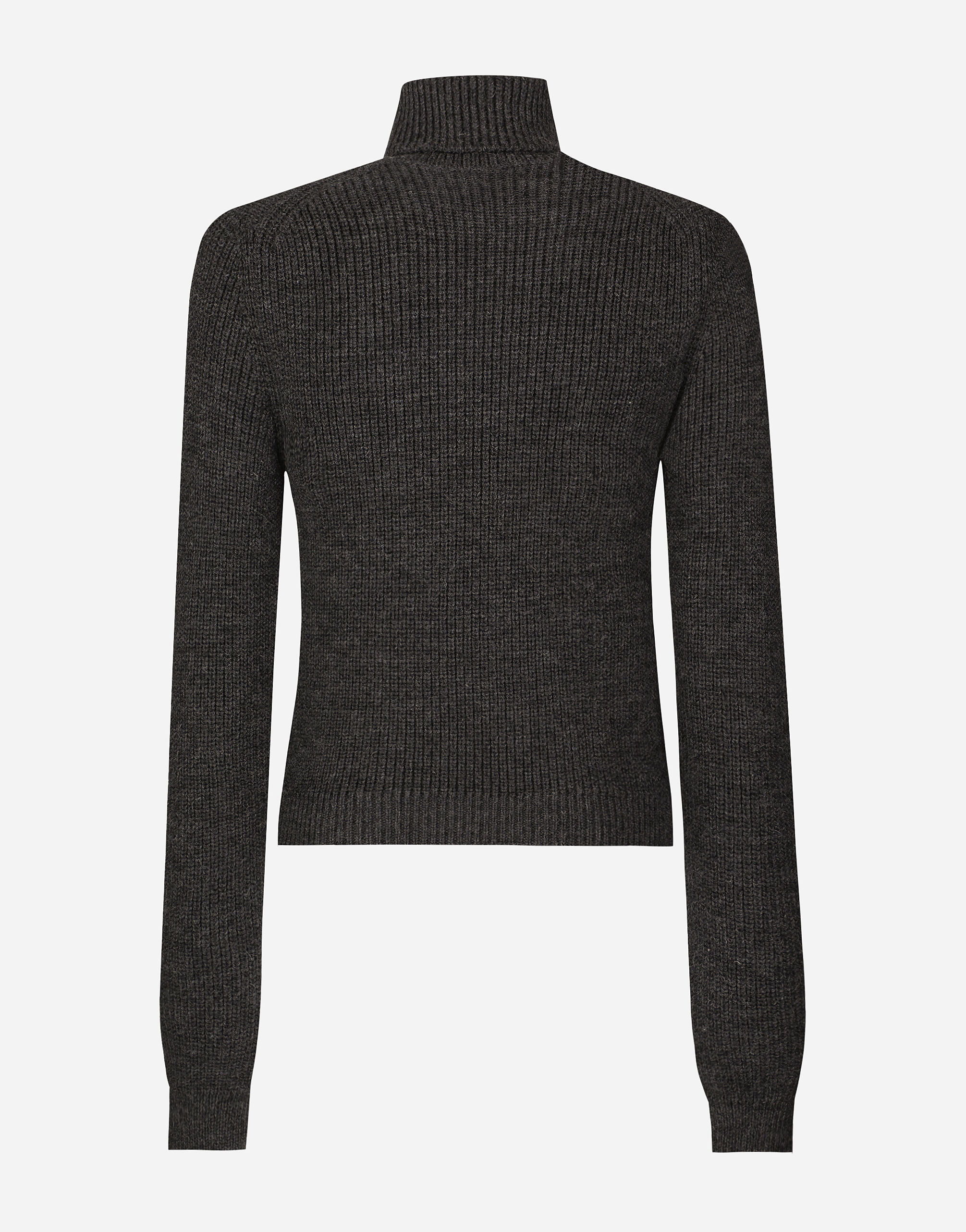 Shop Dolce & Gabbana Wool Fisherman's Rib-knit Turtle-neck Sweater In Grey