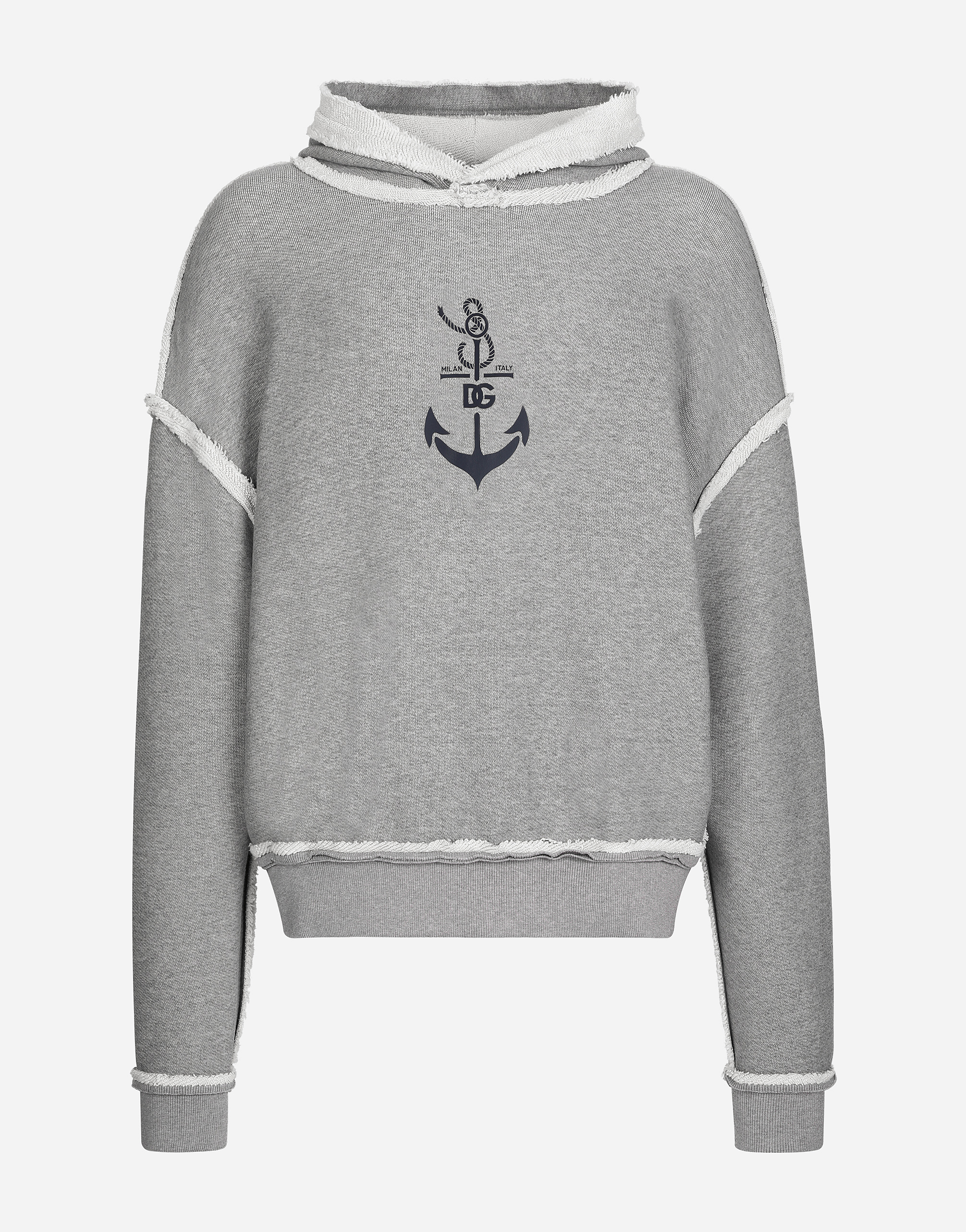 Hoodie with Marina print in Grey for Men | Dolce&Gabbana®
