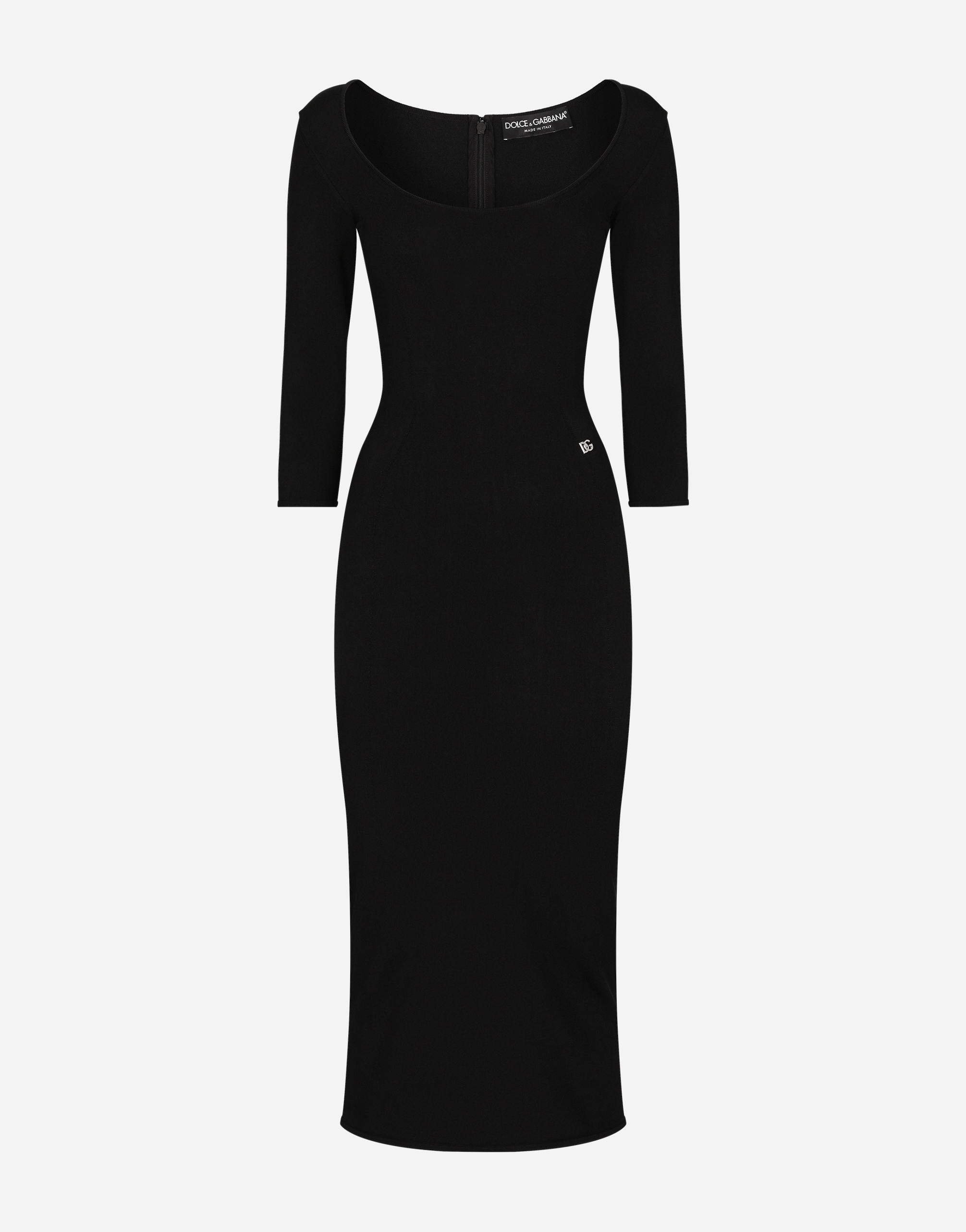 Shop Dolce & Gabbana Calf-length Viscose Knit Dress In Black