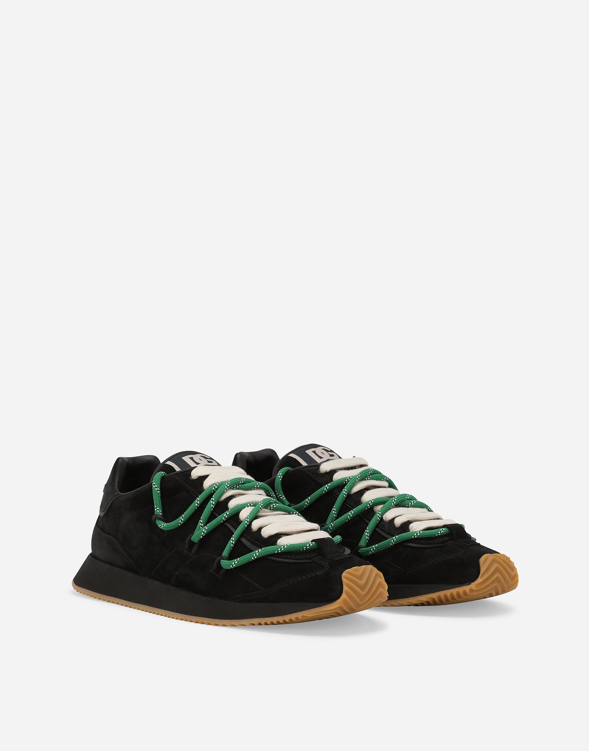 Shop Dolce & Gabbana Suede Dg Runner Sneakers In Black