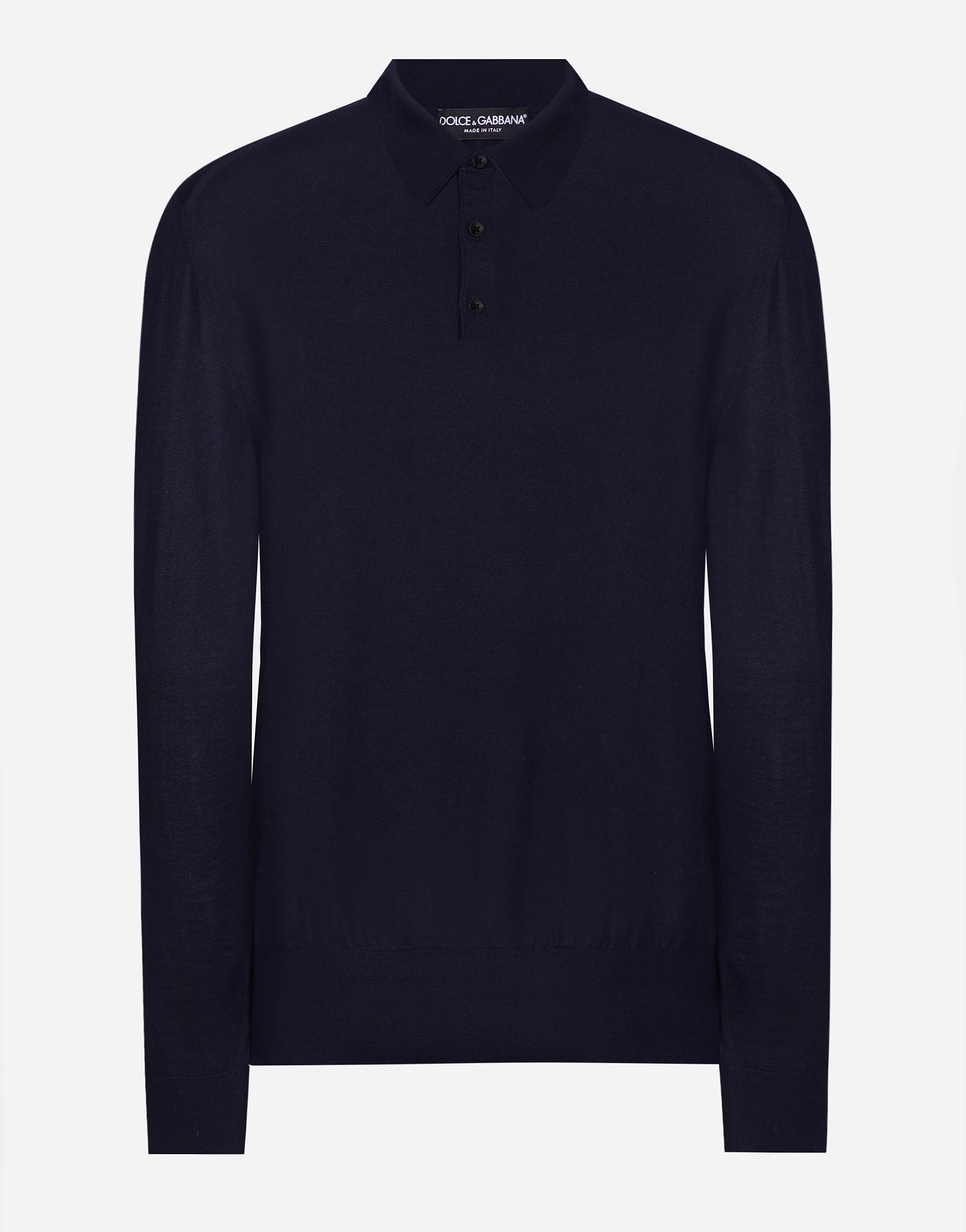 Shop Dolce & Gabbana Cashmere And Silk Polo-shirt In Blue