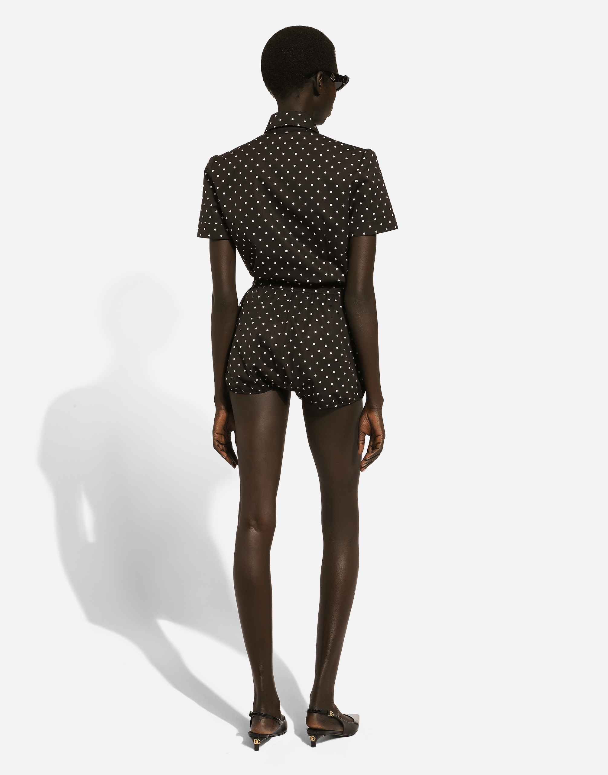 Shop Dolce & Gabbana Cotton Playsuit With Polka-dot Print In プリ