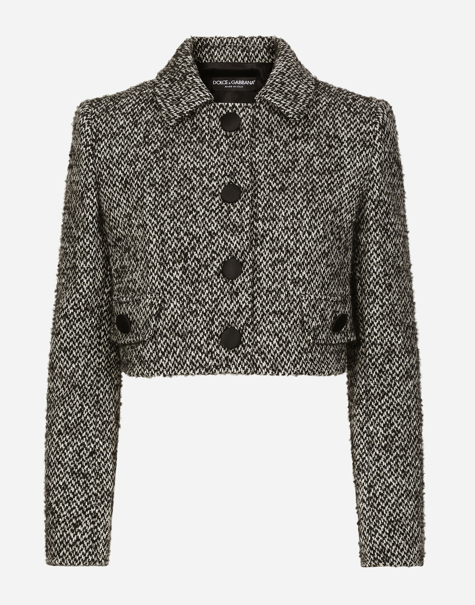 Shop Dolce & Gabbana Short Wool Micro-tweed Jacket In Multicolor