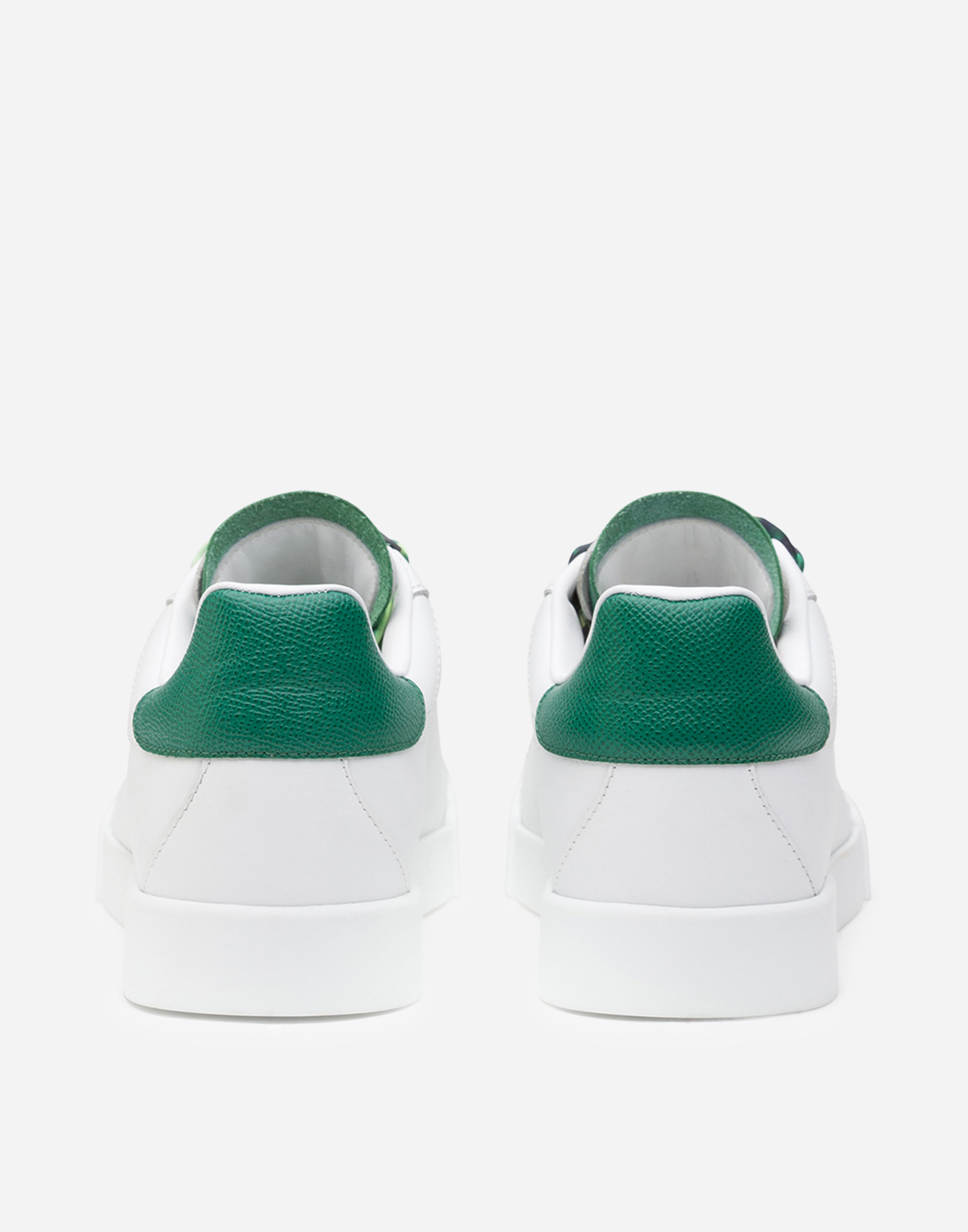 White sneakers with outlet green back