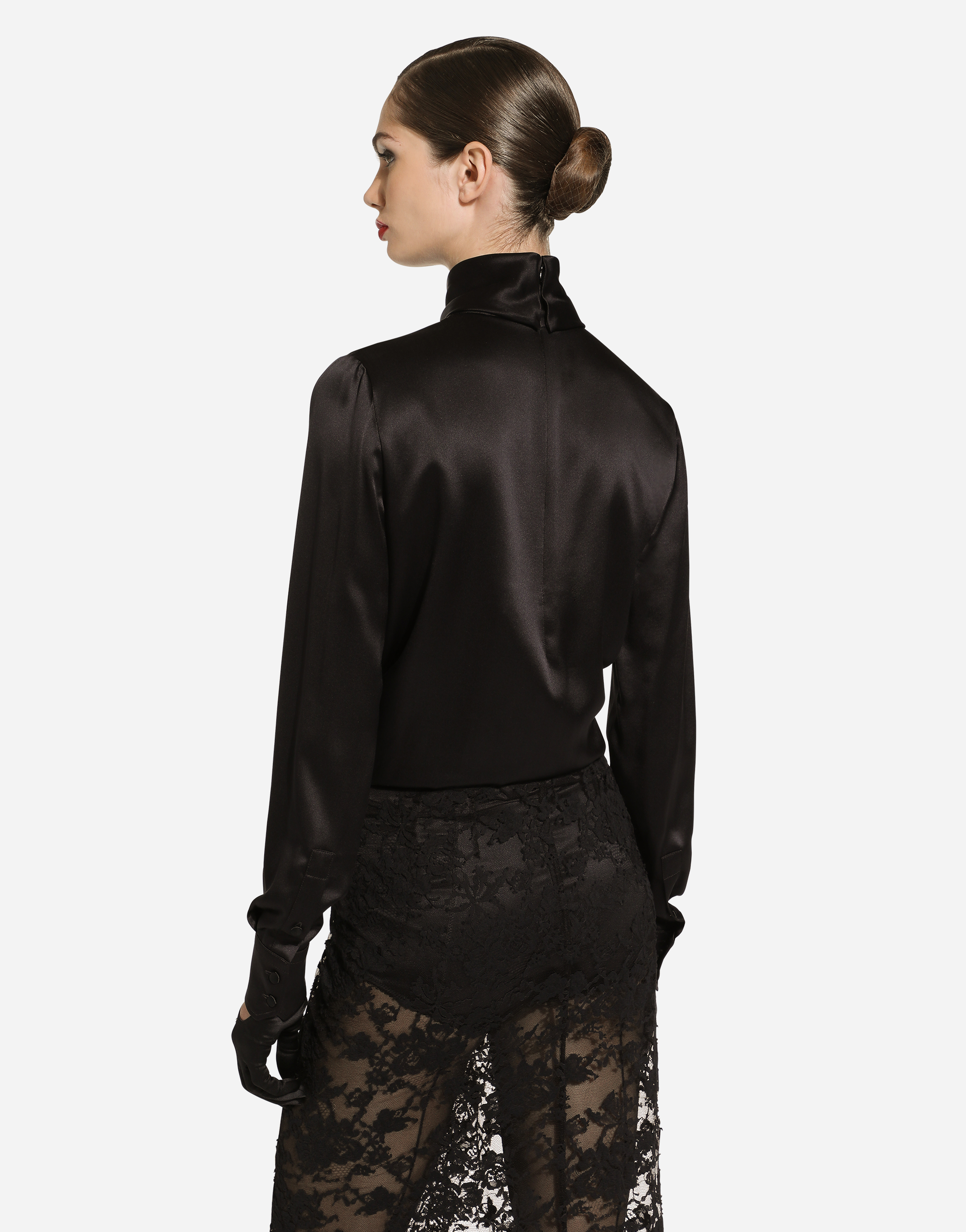 Shop Dolce & Gabbana Silk Satin Blouse In Black