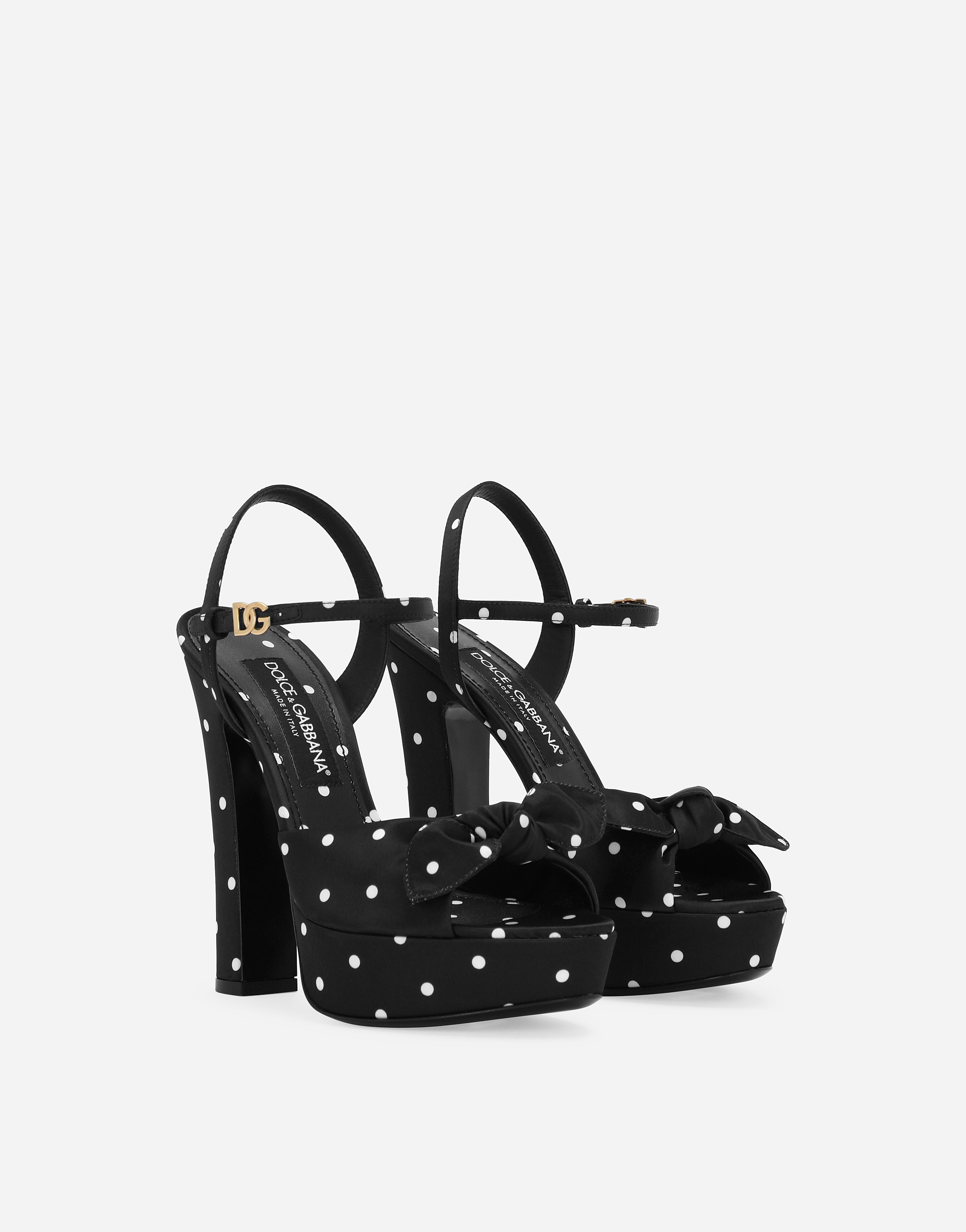 Shop Dolce & Gabbana Printed Satin Platform Sandals In Stampa