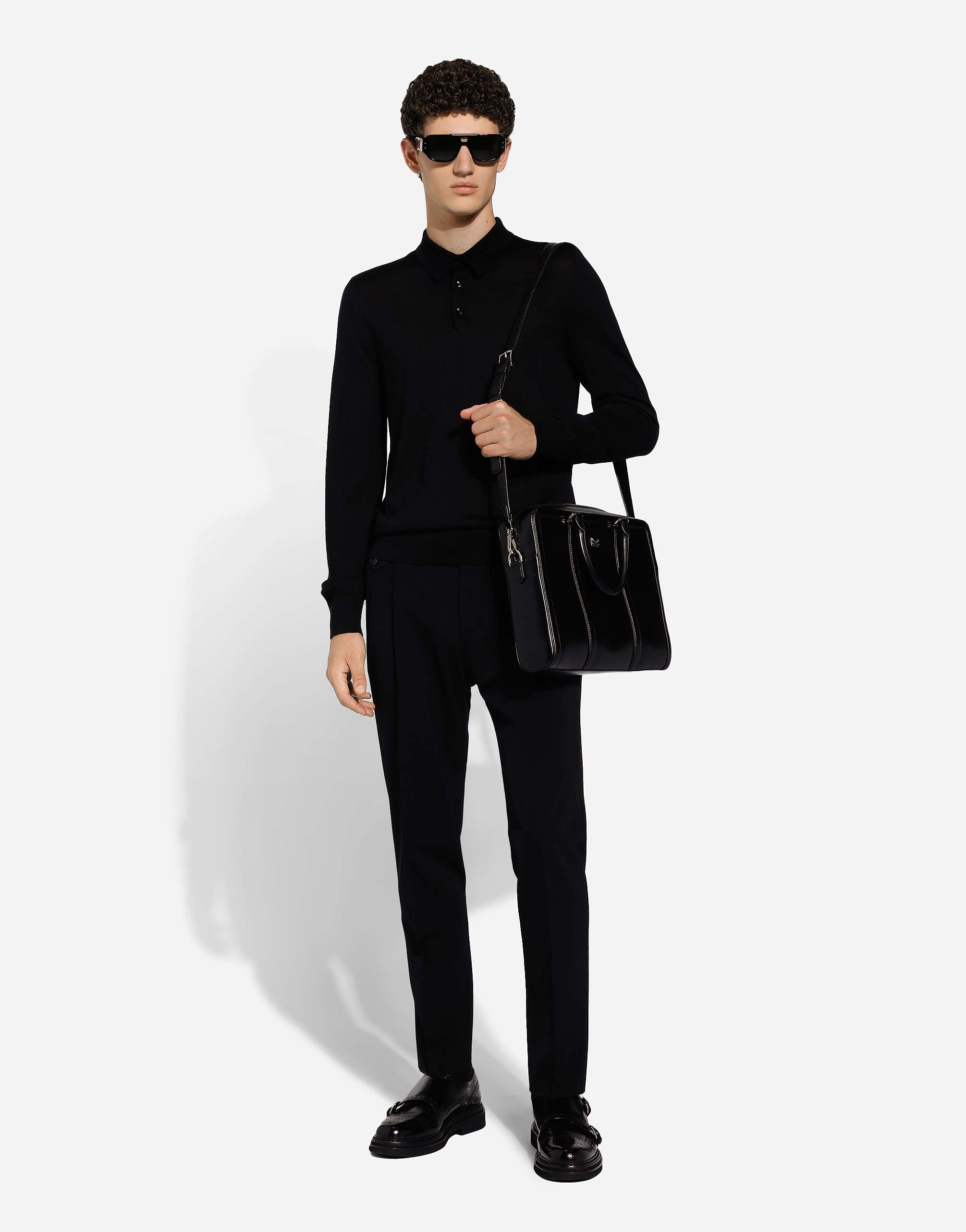 Shop Dolce & Gabbana Calfskin Briefcase In Black