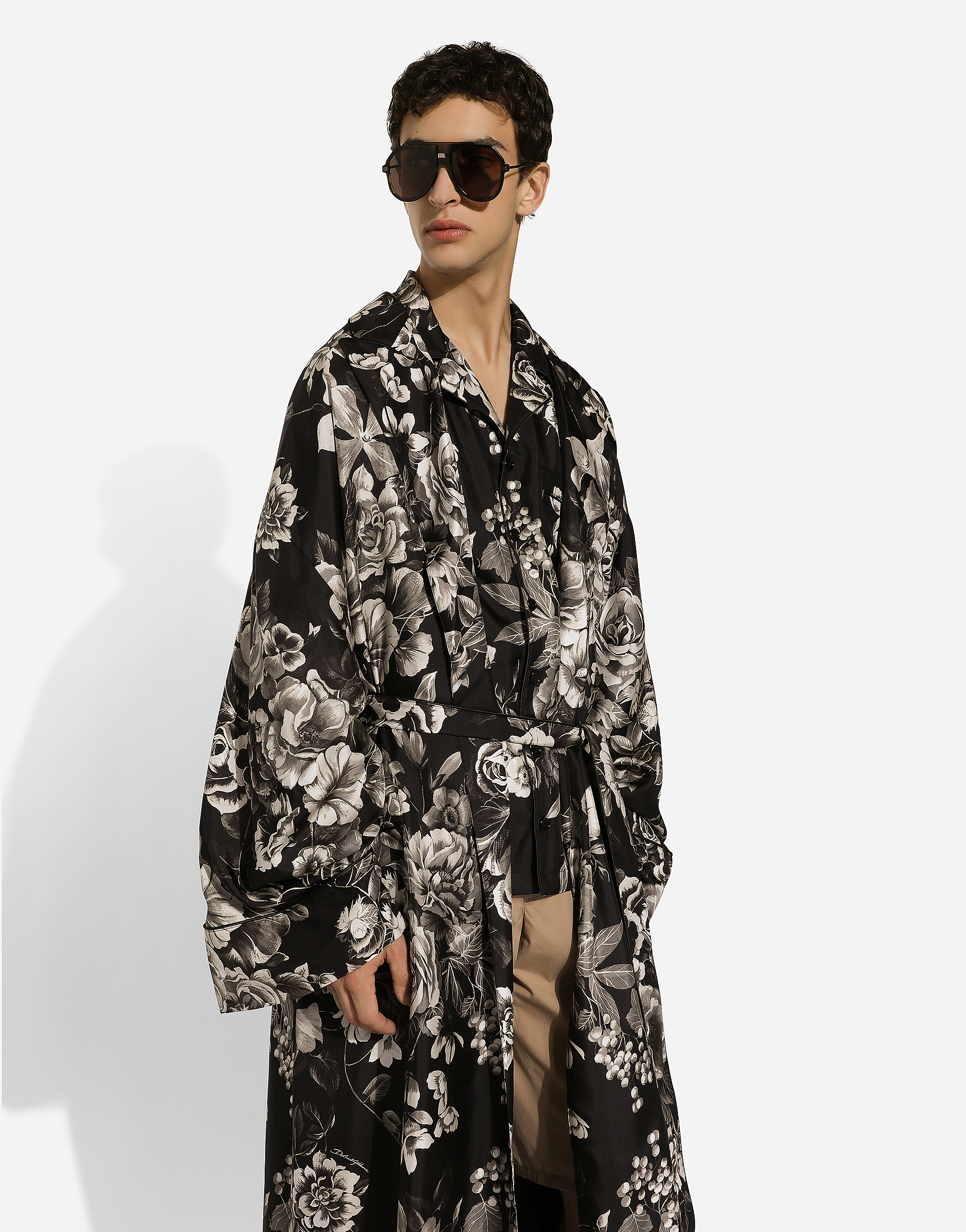 Shop Dolce & Gabbana Floral-print Silk Twill Robe In プリ