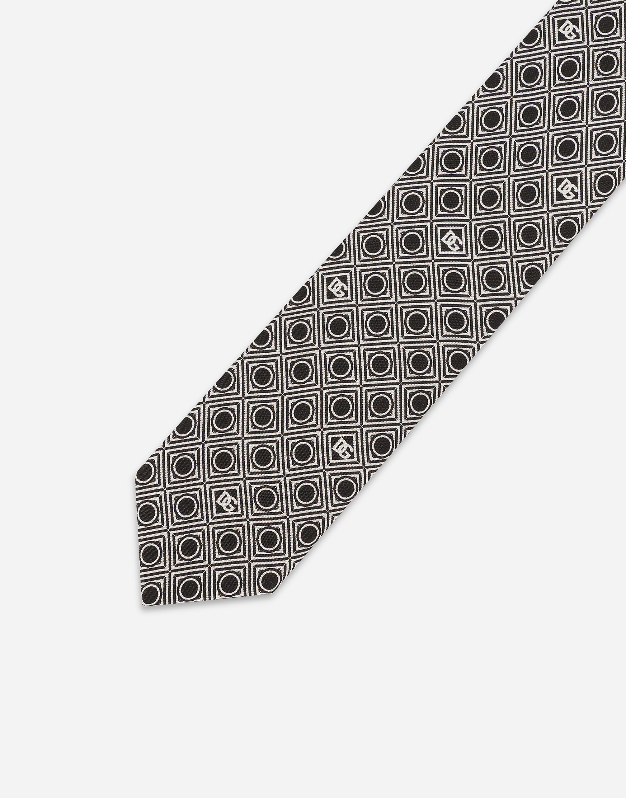 Shop Dolce & Gabbana Silk Jacquard Tie With Micro-designs And Dg Logo In Print