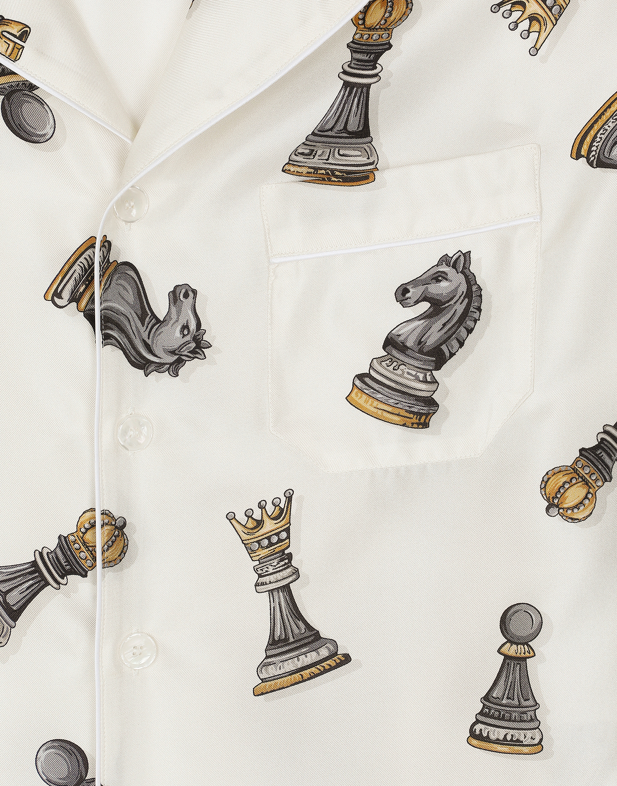 Shop Dolce & Gabbana Silk Twill Shirt With Chess-piece Print