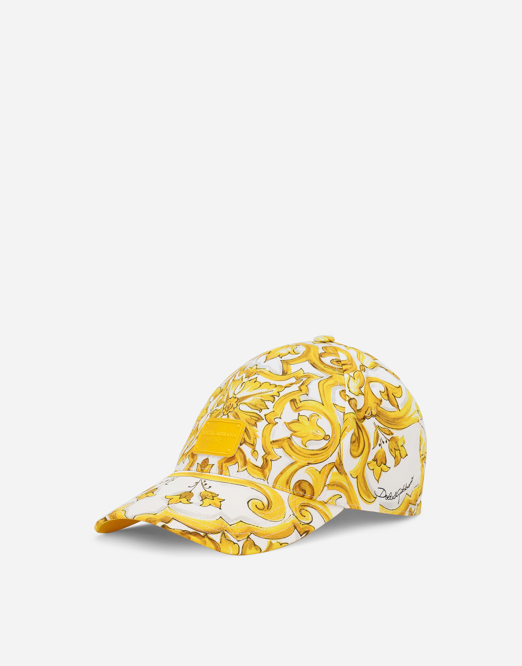 Shop Dolce & Gabbana Drill Baseball Cap With Majolica Print