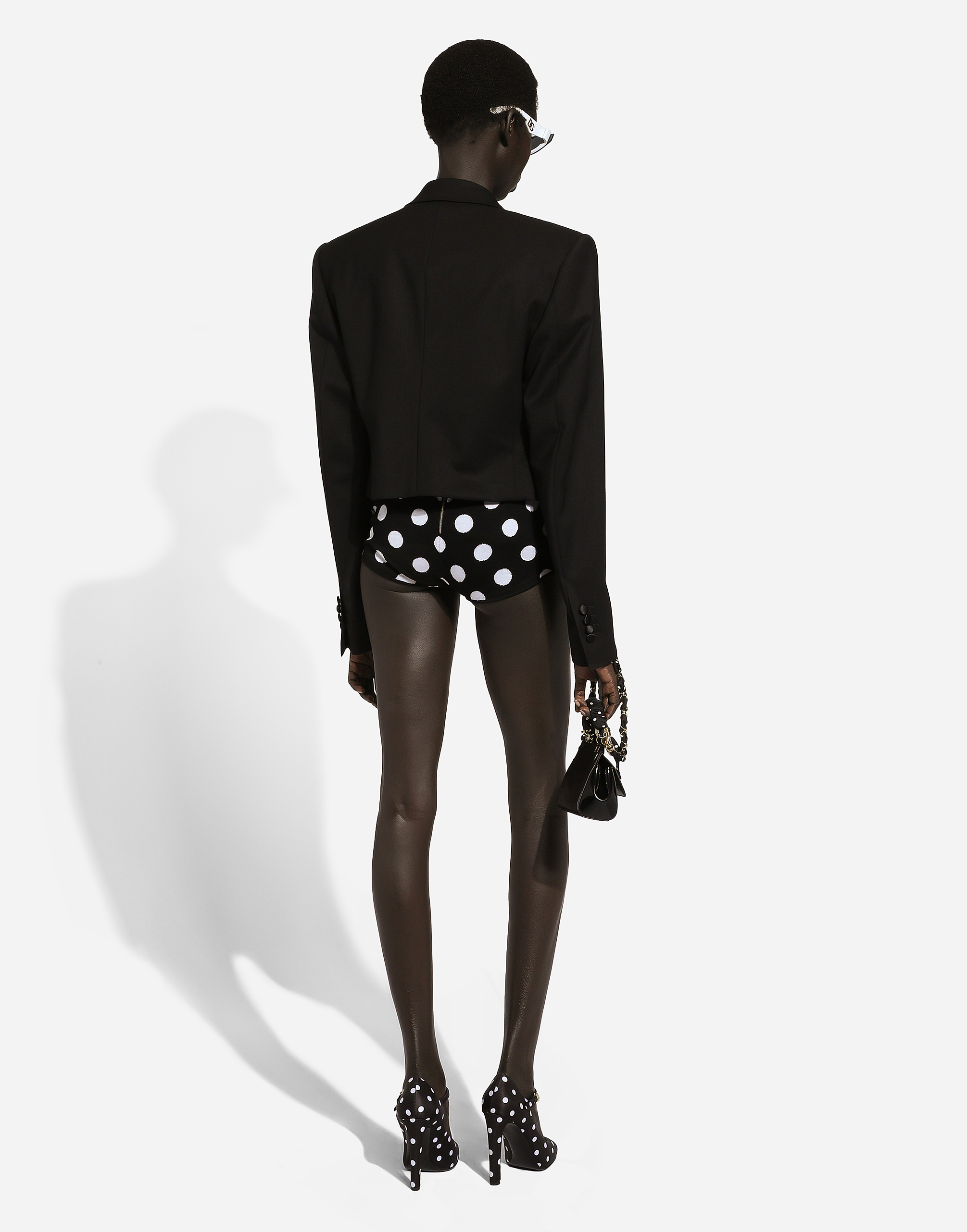 Shop Dolce & Gabbana Wool And Silk High-waisted Panties With Polka-dot Inlay In プリ