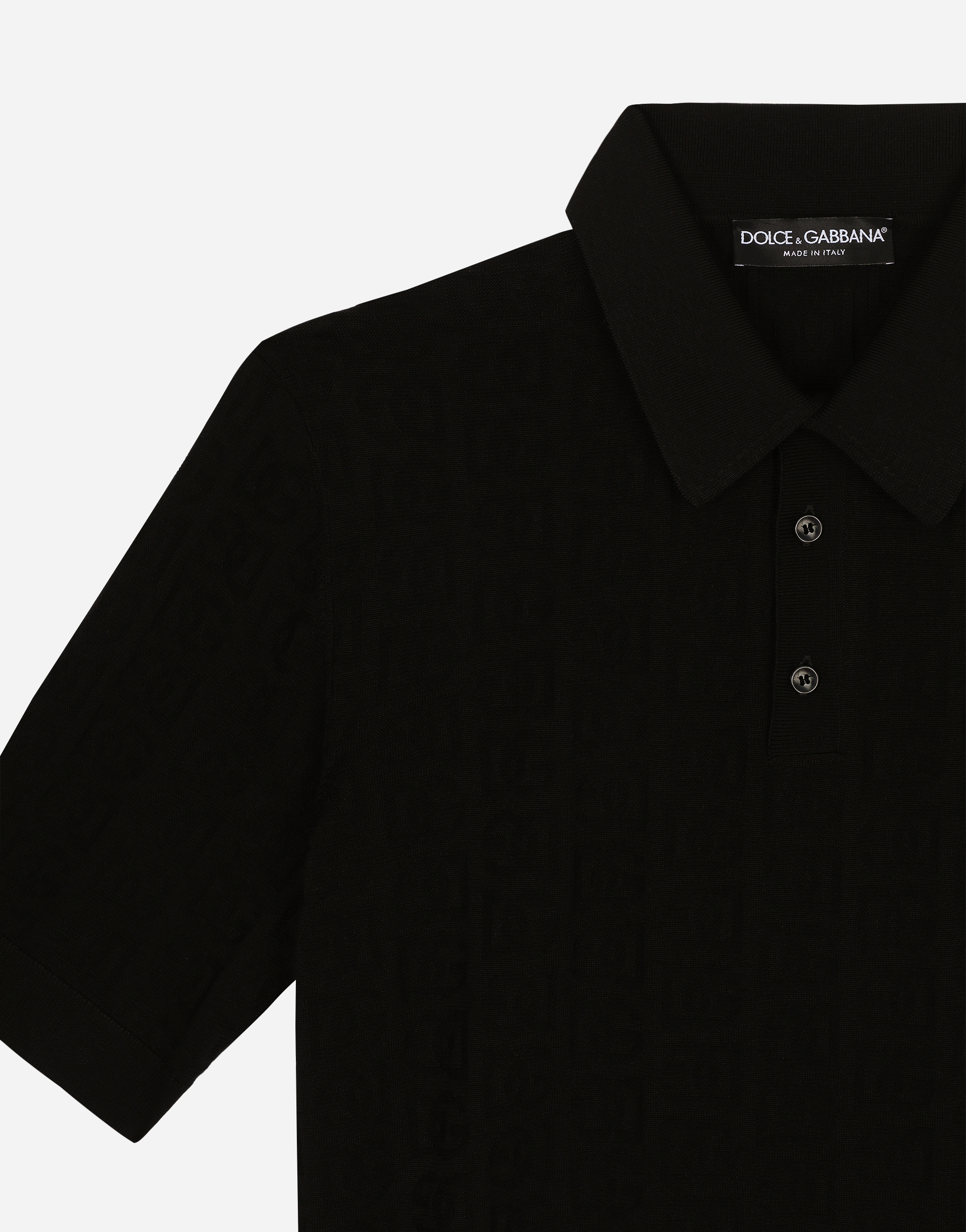 Silk jacquard polo shirt with DG logo in Black for Men