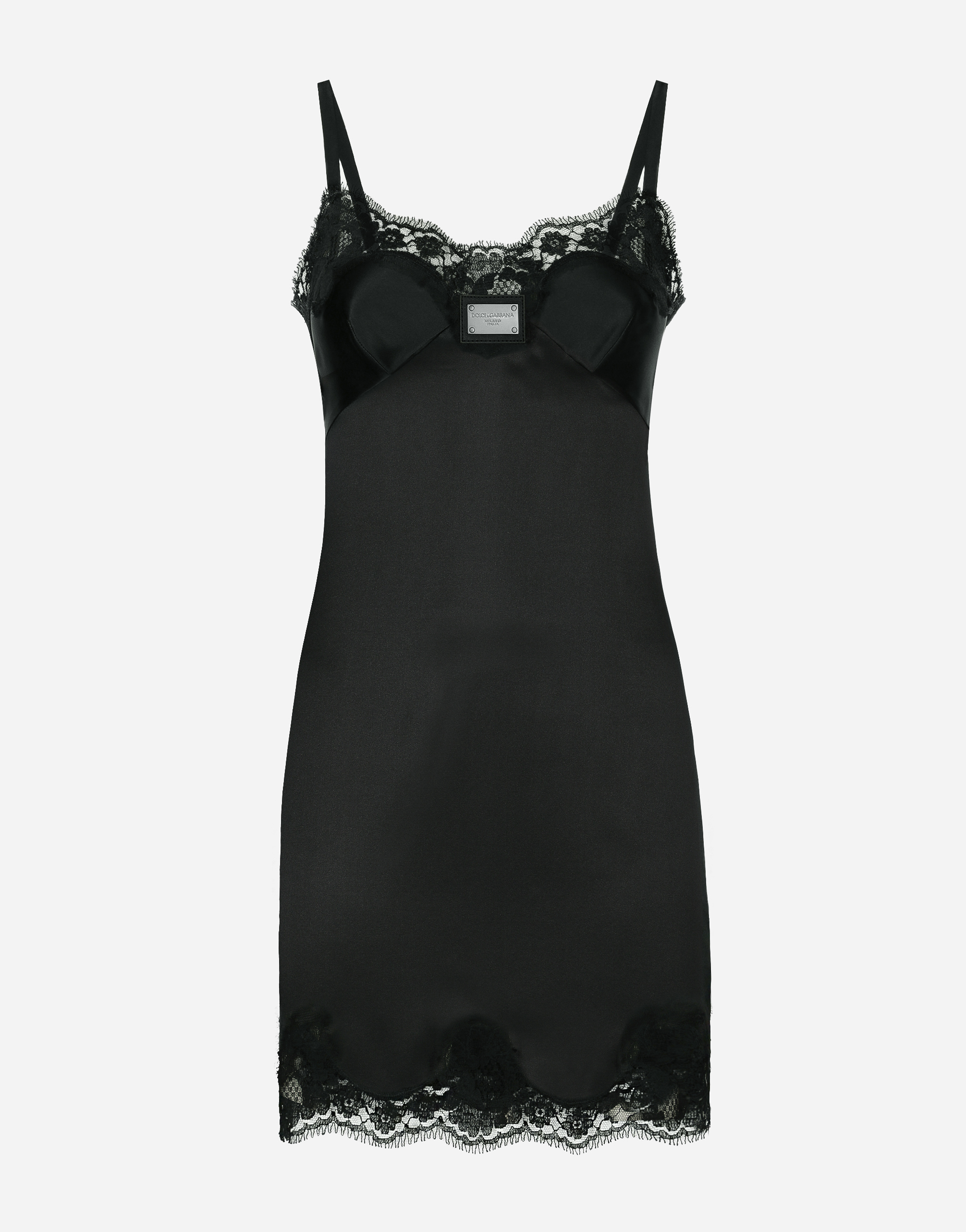 ブラックのウィメンズ Short slip dress with Dolce&Gabbana tag 