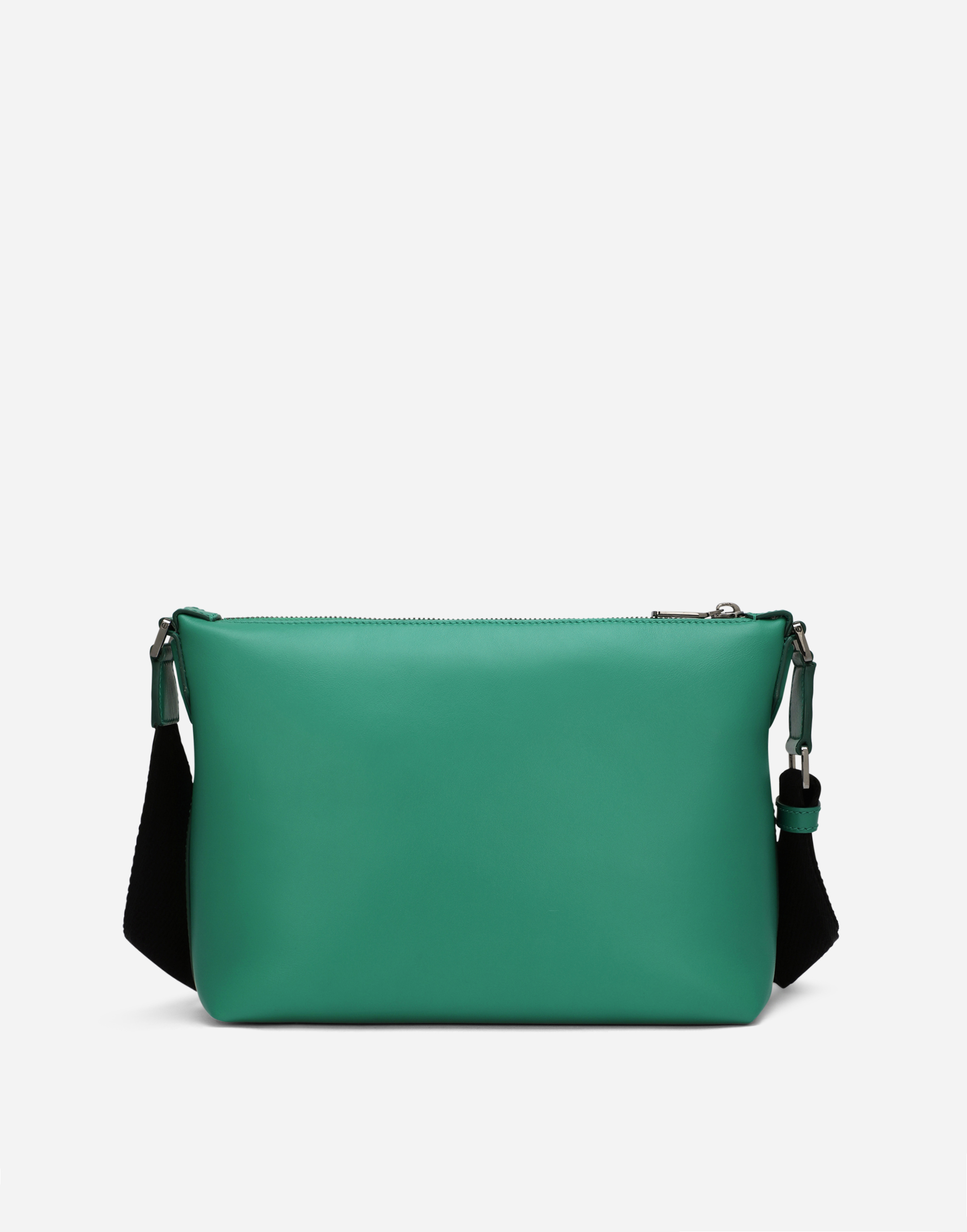 Calfskin crossbody bag with raised logo in Green for