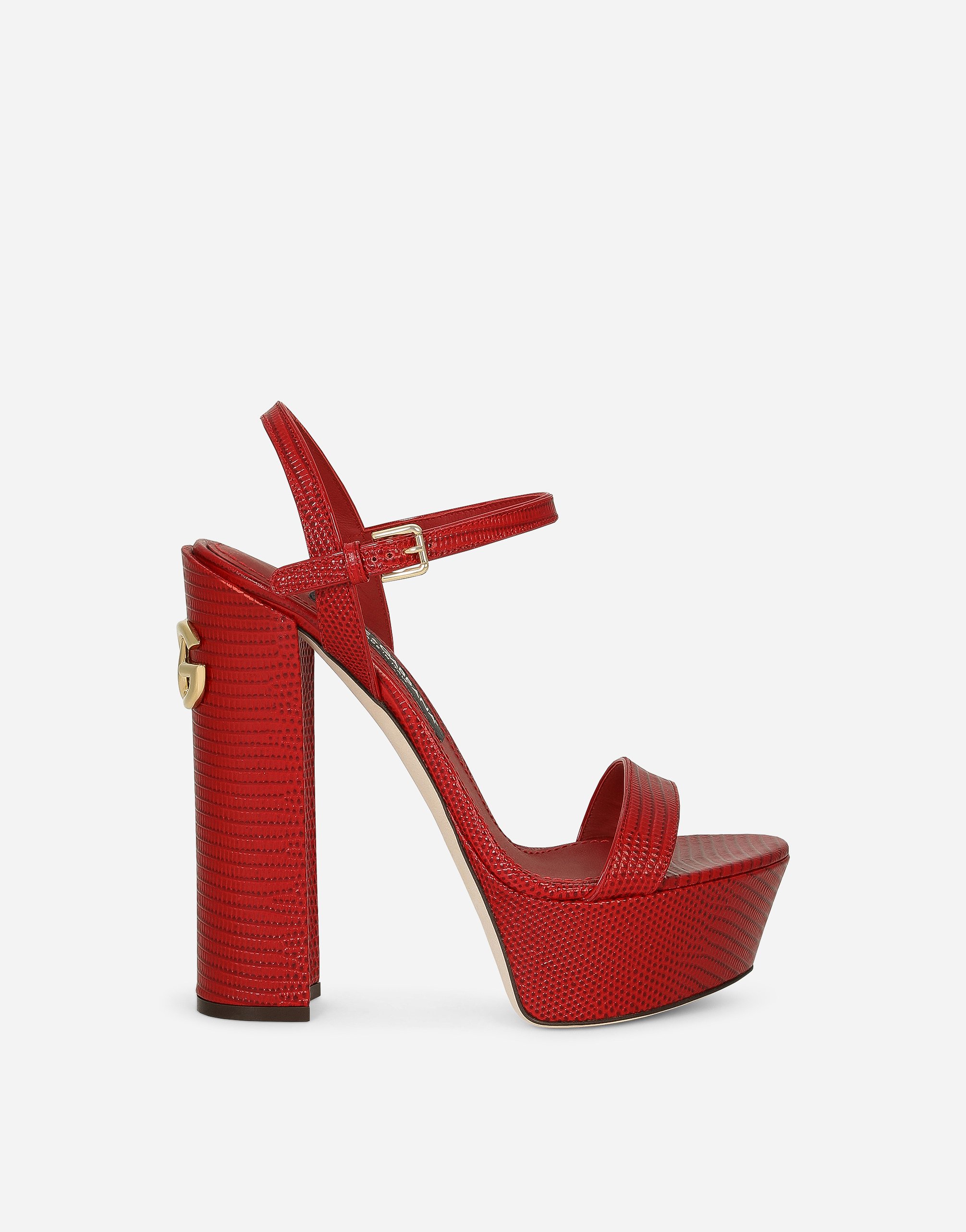 Calfskin platform sandals in Red for Women | Dolce&Gabbana®