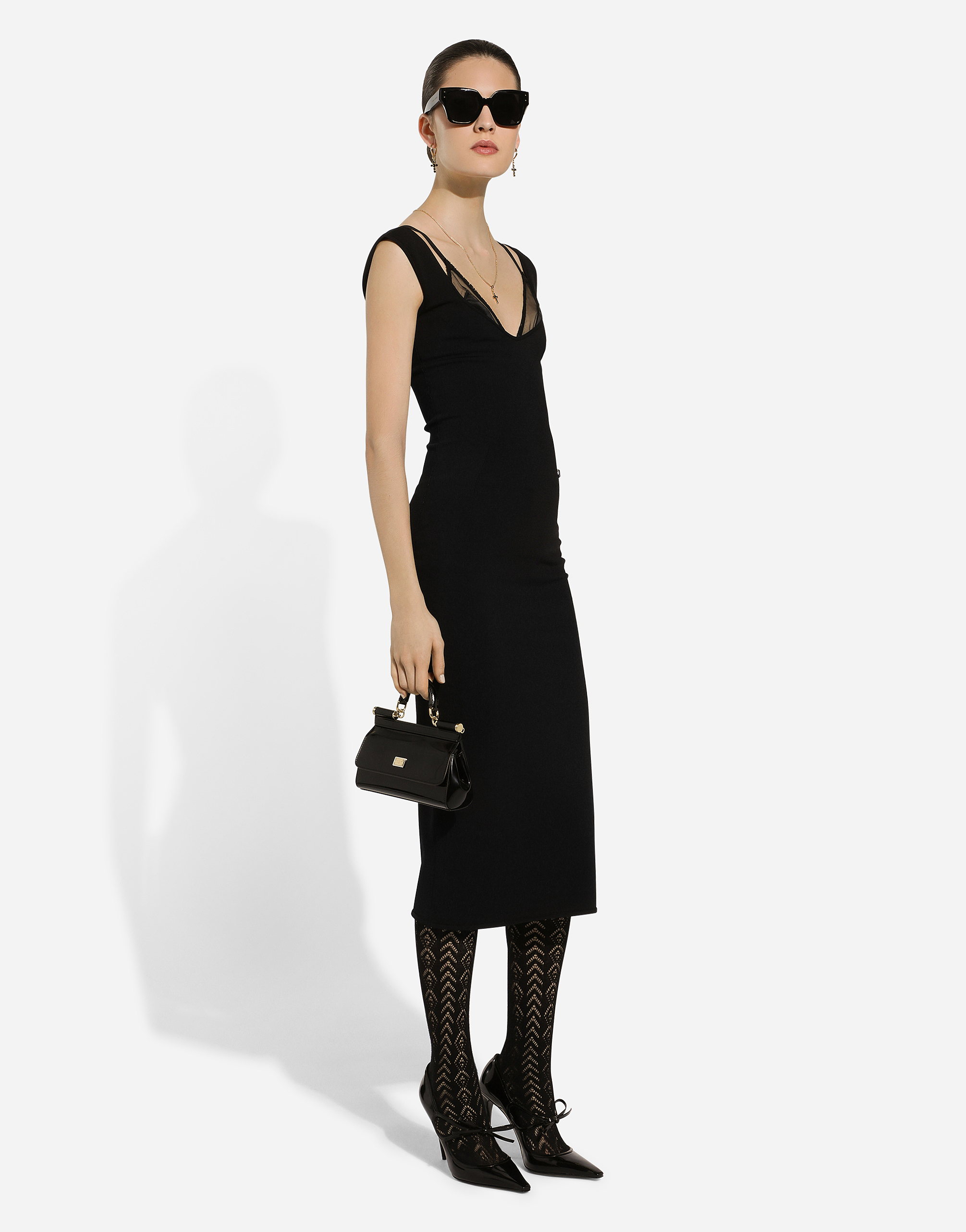 Shop Dolce & Gabbana Sleeveless Viscose Knit Dress In Black