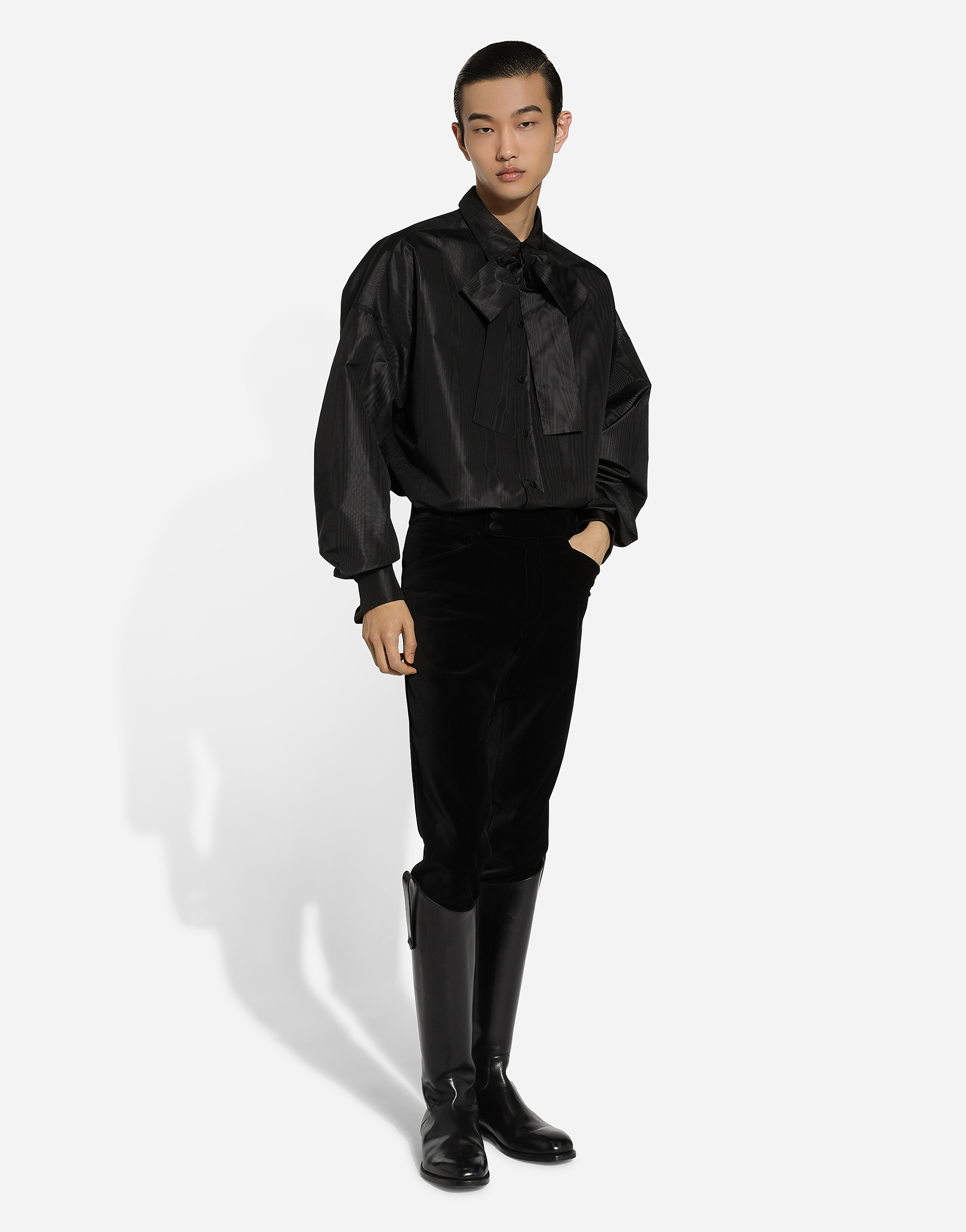 Shop Dolce & Gabbana Super-oversize Silk Shirt In Black