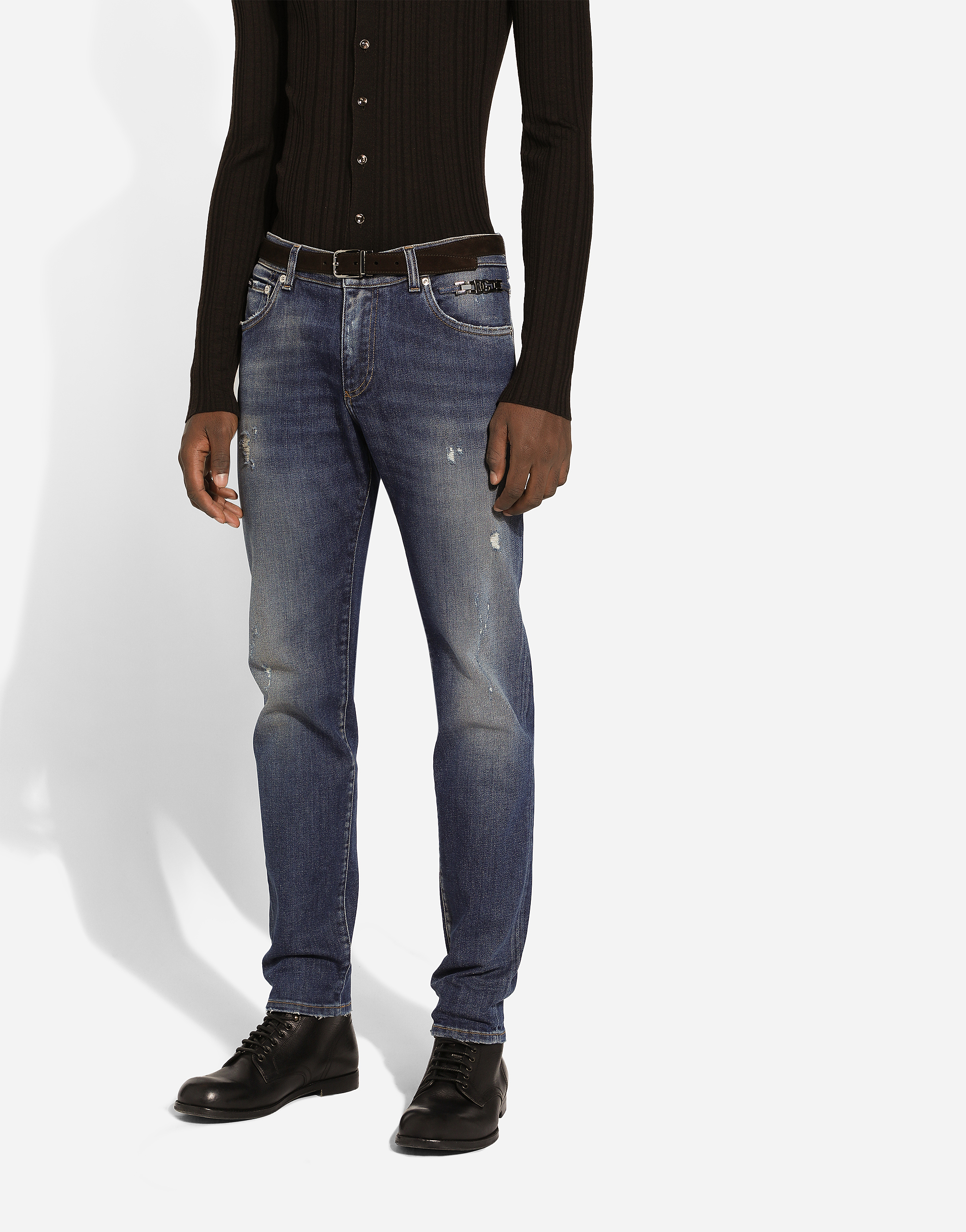 Shop Dolce & Gabbana Slim-fit Stretch Denim Jeans In マルチカラー