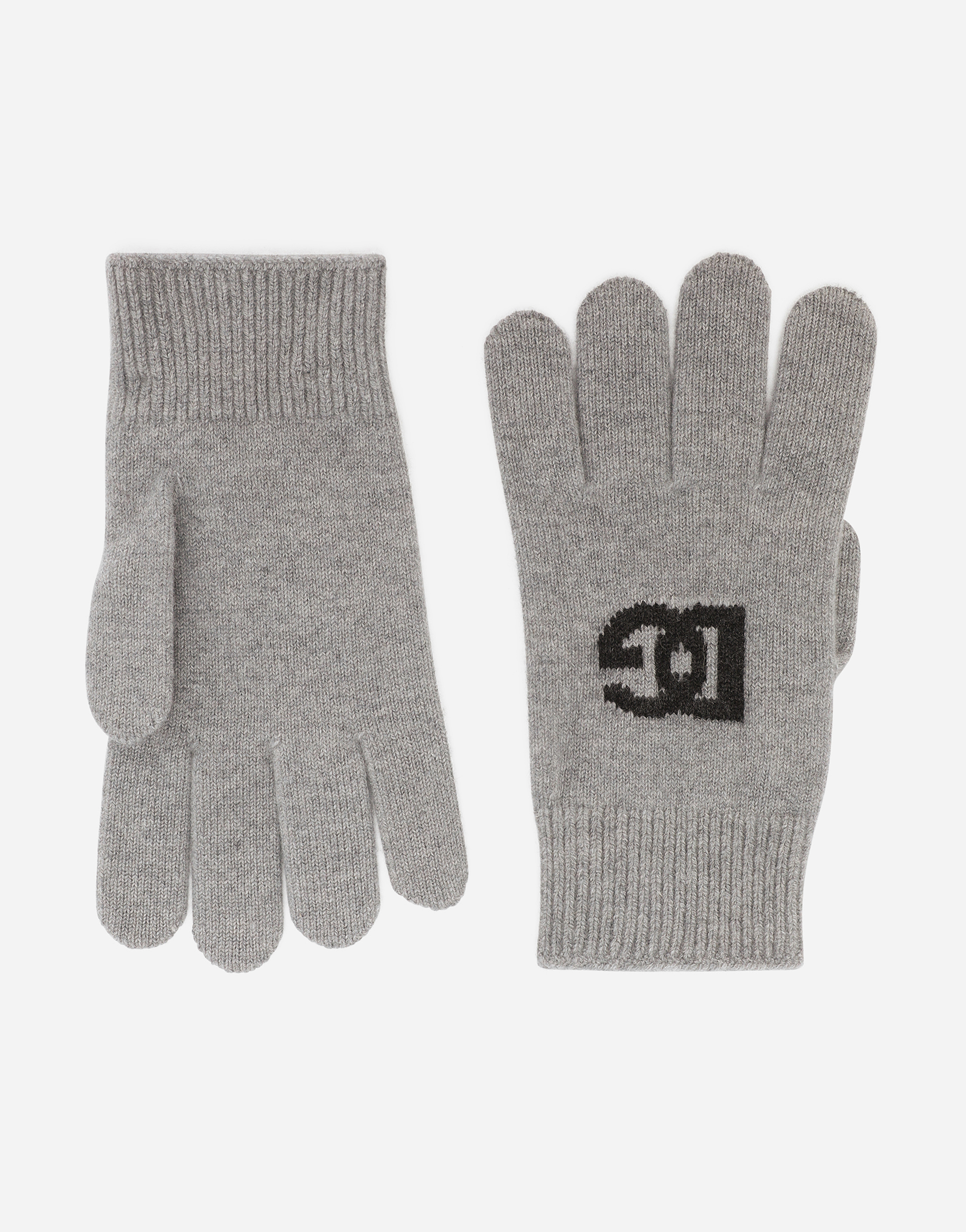 Shop Dolce & Gabbana Cashmere Gloves With Dg Logo In Grey