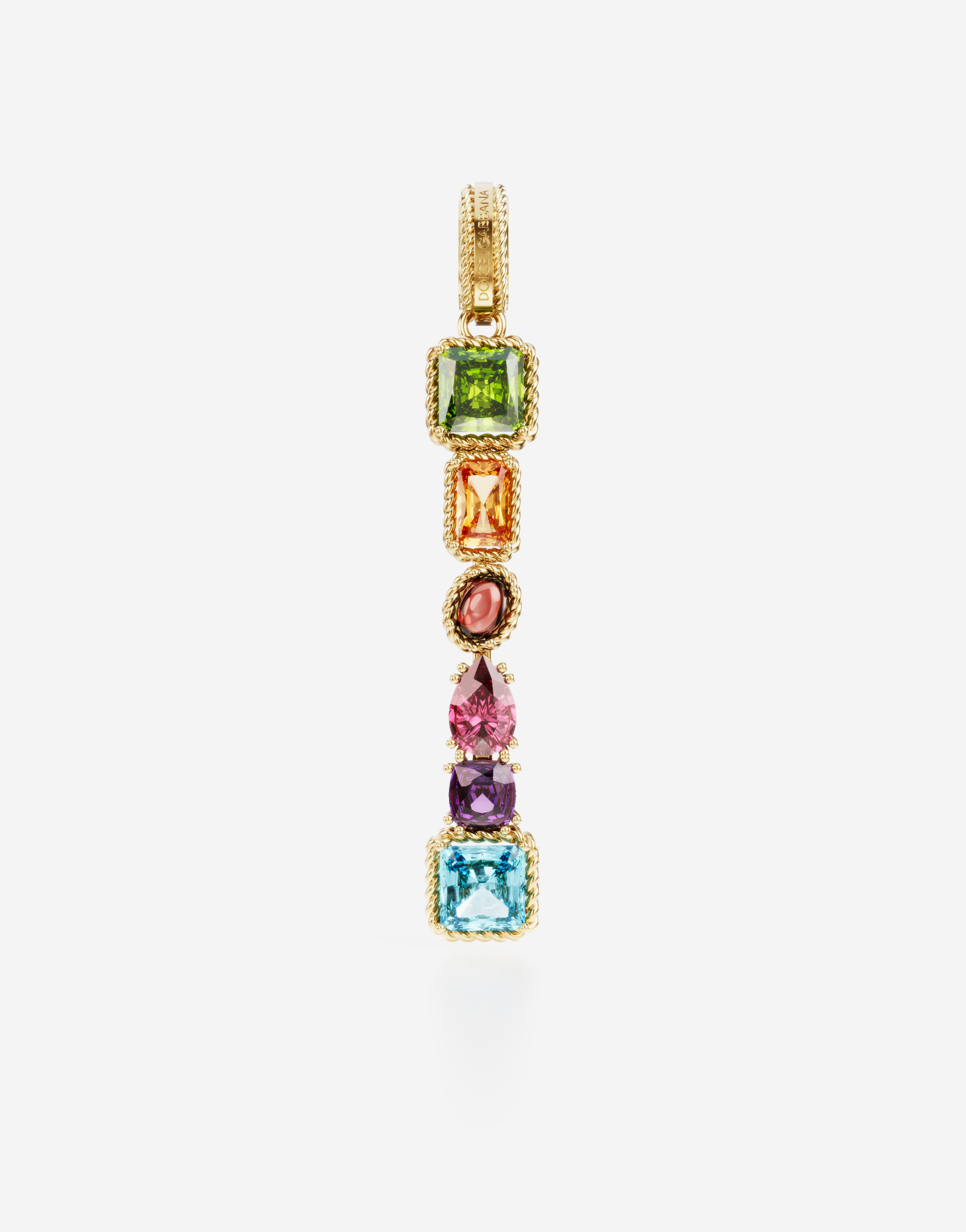 Dolce & Gabbana Rainbow Alphabet I 18 Kt Yellow Gold Charm With Multicolor Fine Gems Gold Female Onesize