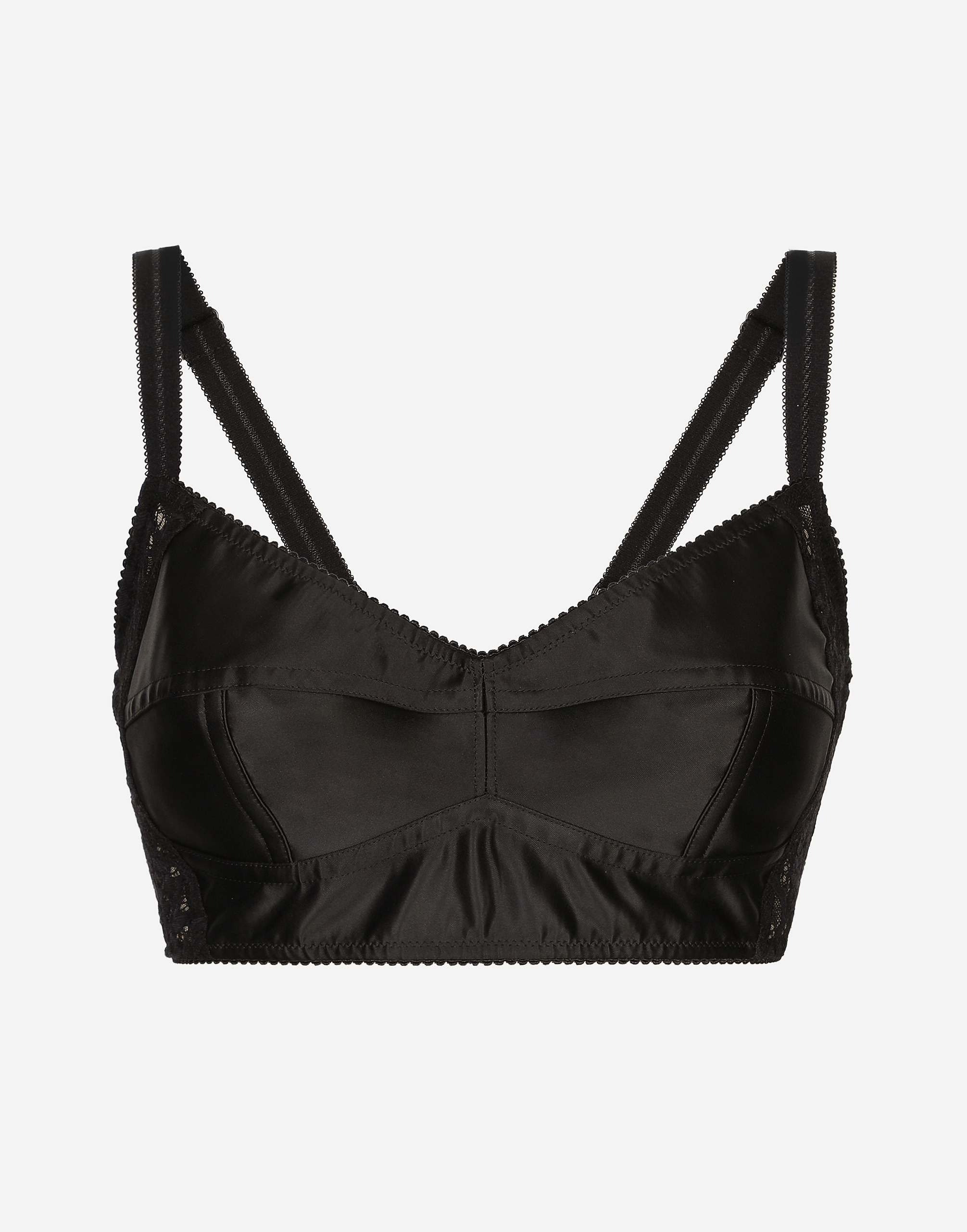 Shop Dolce & Gabbana Satin And Lace Bralette Top In ブラック