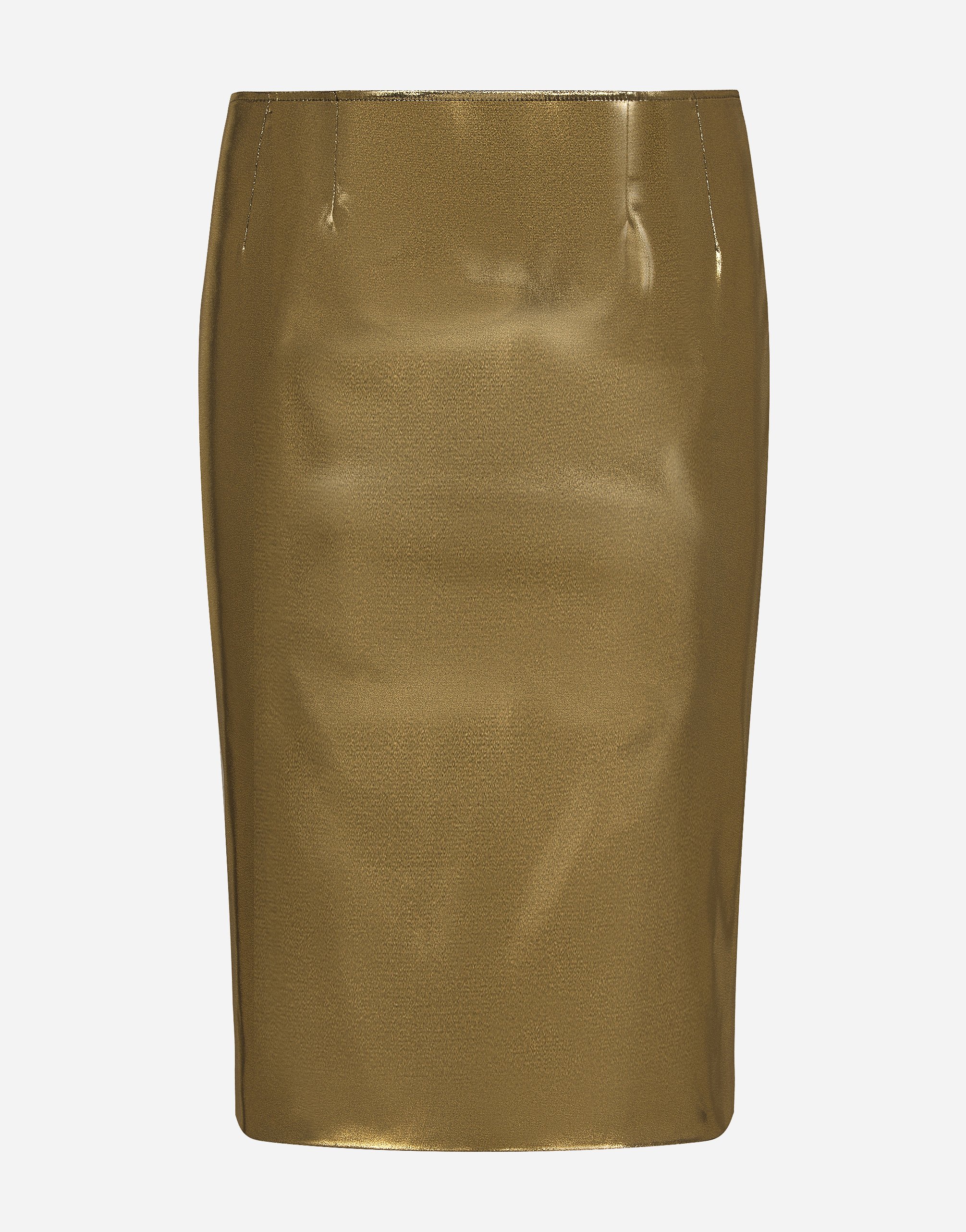 Foiled satin calf-length skirt in Gold for Women | Dolce&Gabbana®