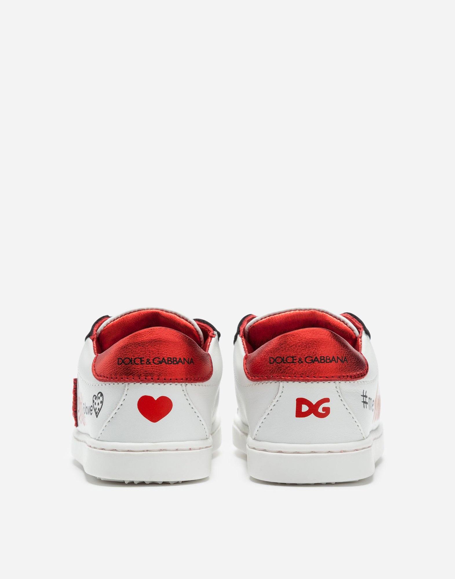 Calfskin sneakers with DG Amore logo in WHITE for Girls