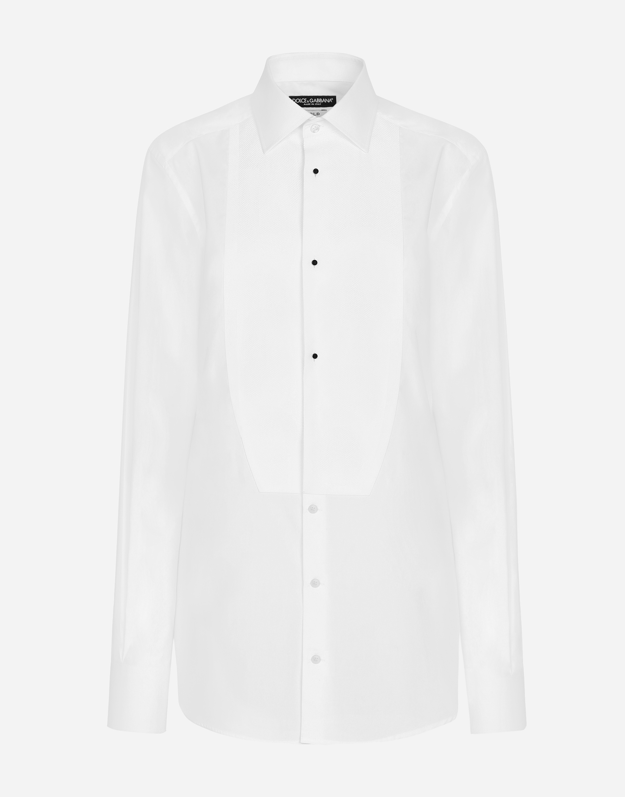 Cotton tuxedo shirt with piqué shirt front