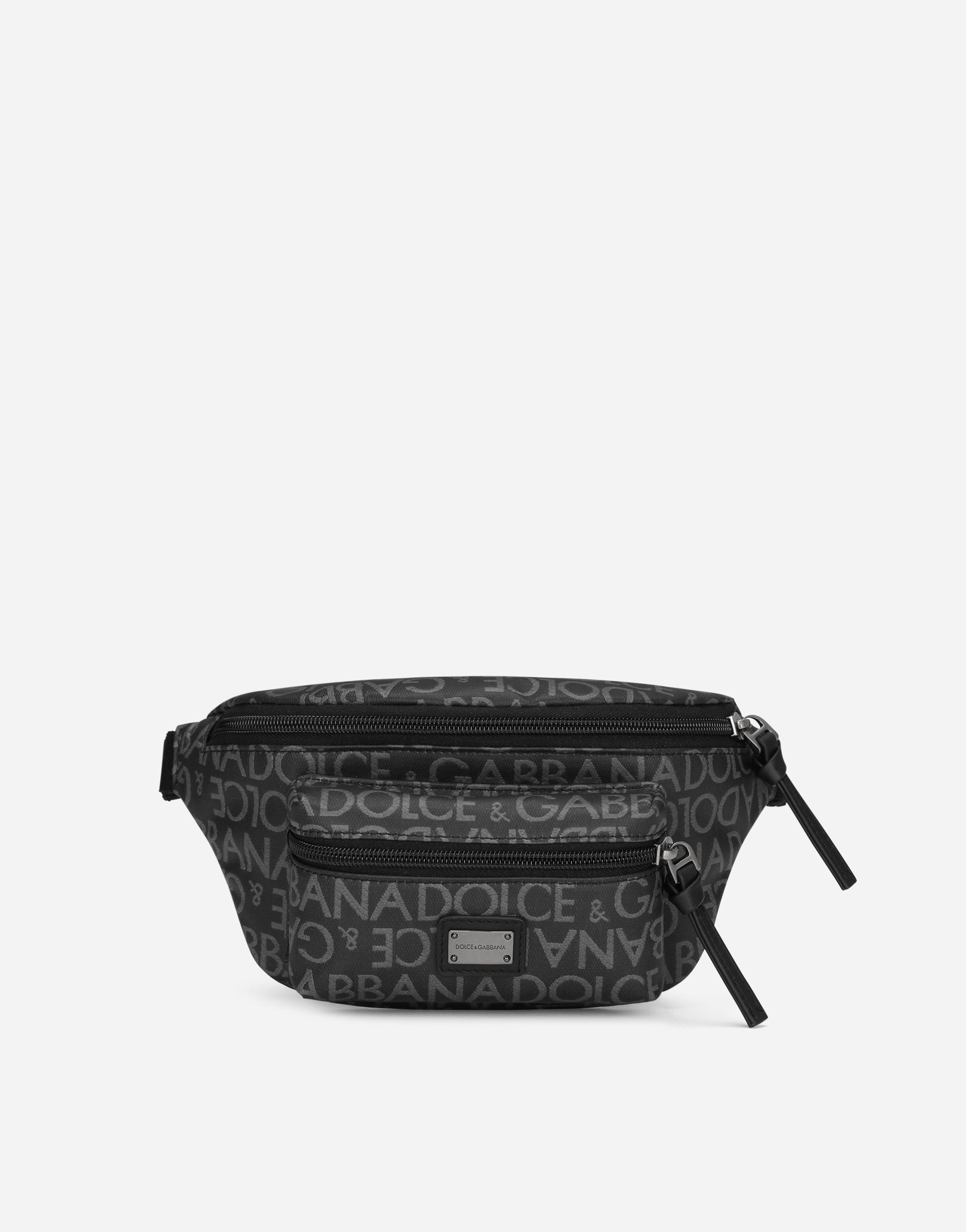 Dolce & Gabbana Kids' Coated Jacquard Belt Bag In Black