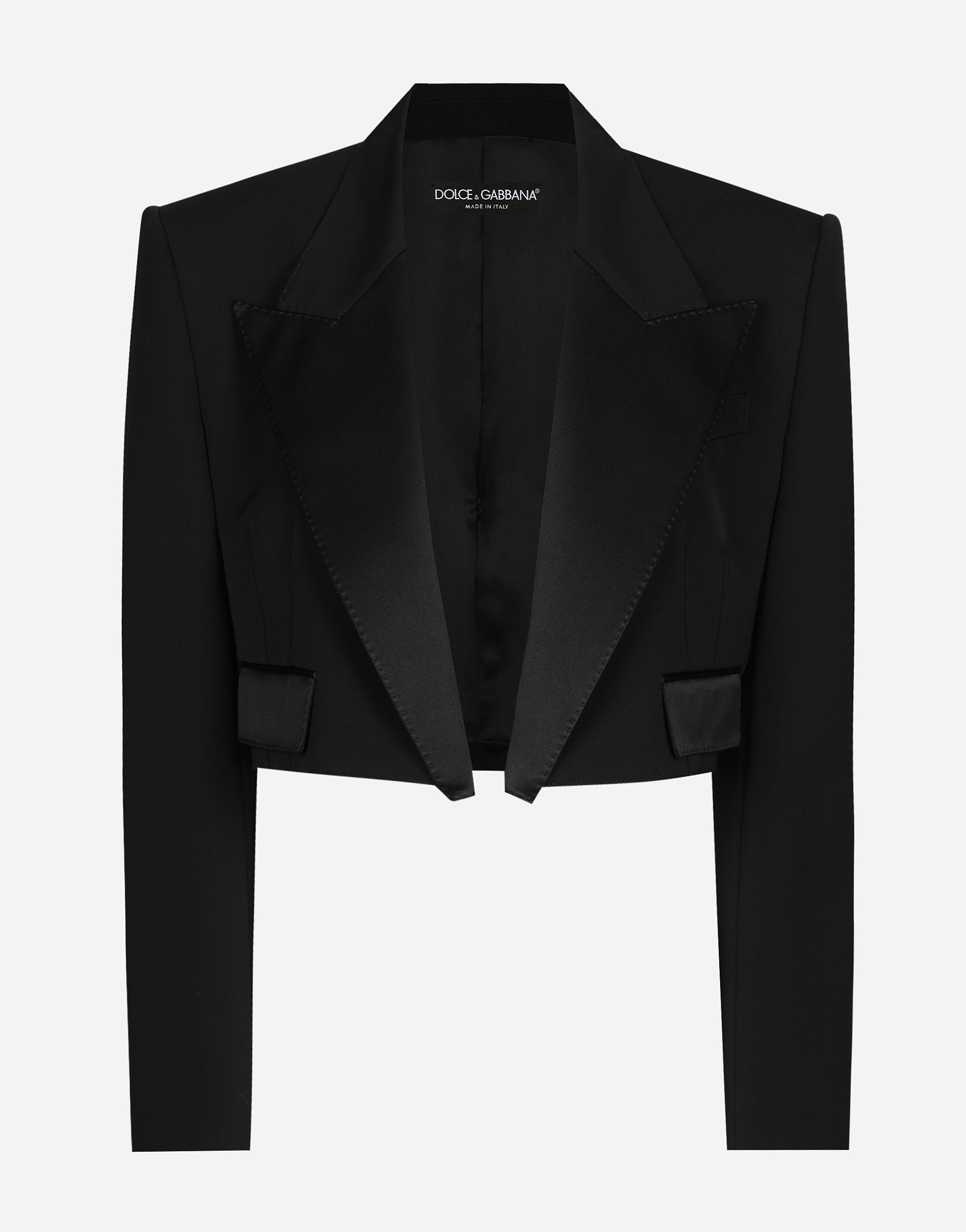 Shop Dolce & Gabbana Short Wool Gabardine Tuxedo Jacket In Black