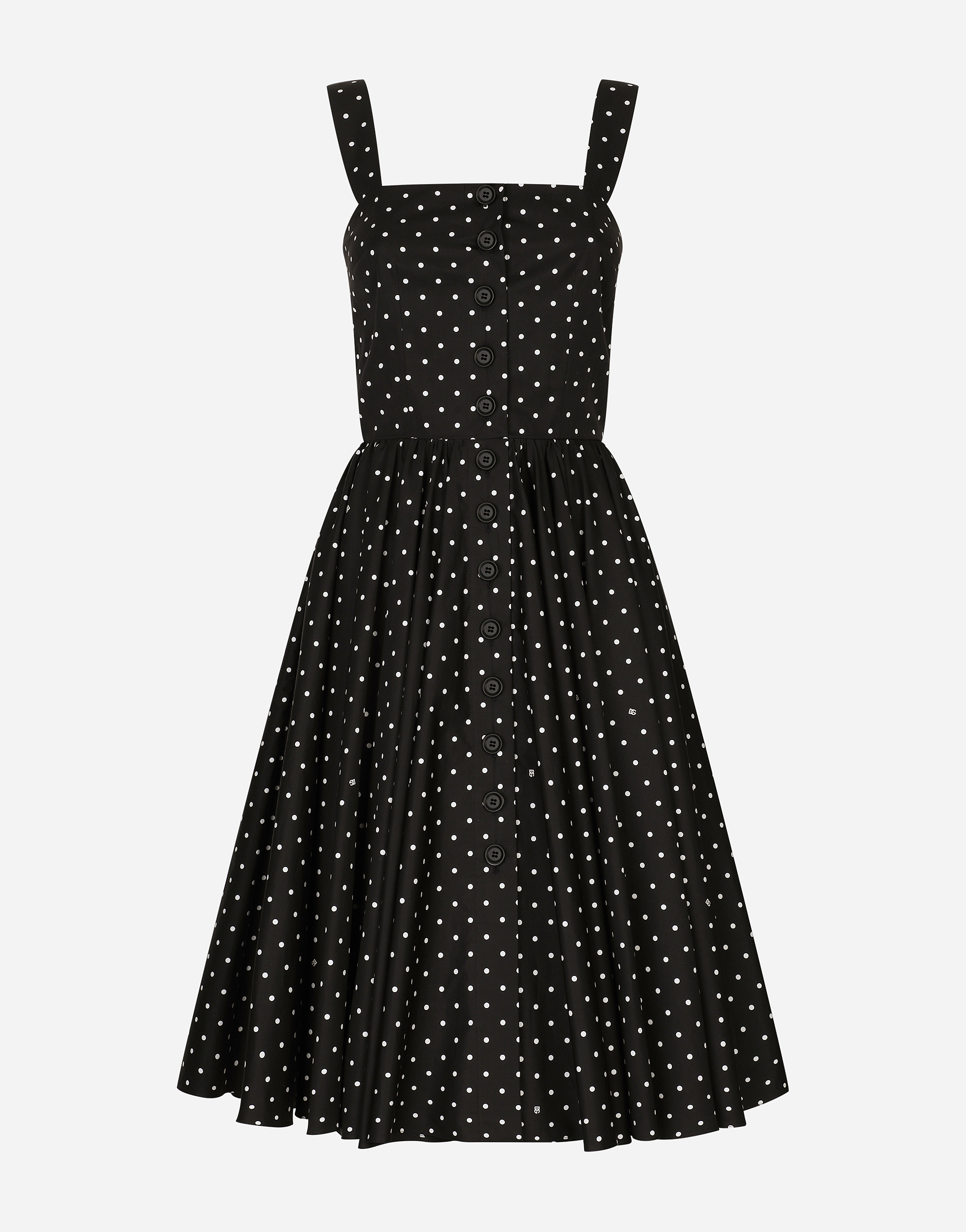 Shop Dolce & Gabbana Calf-length Cotton Dress With Polka-dot Print In プリ