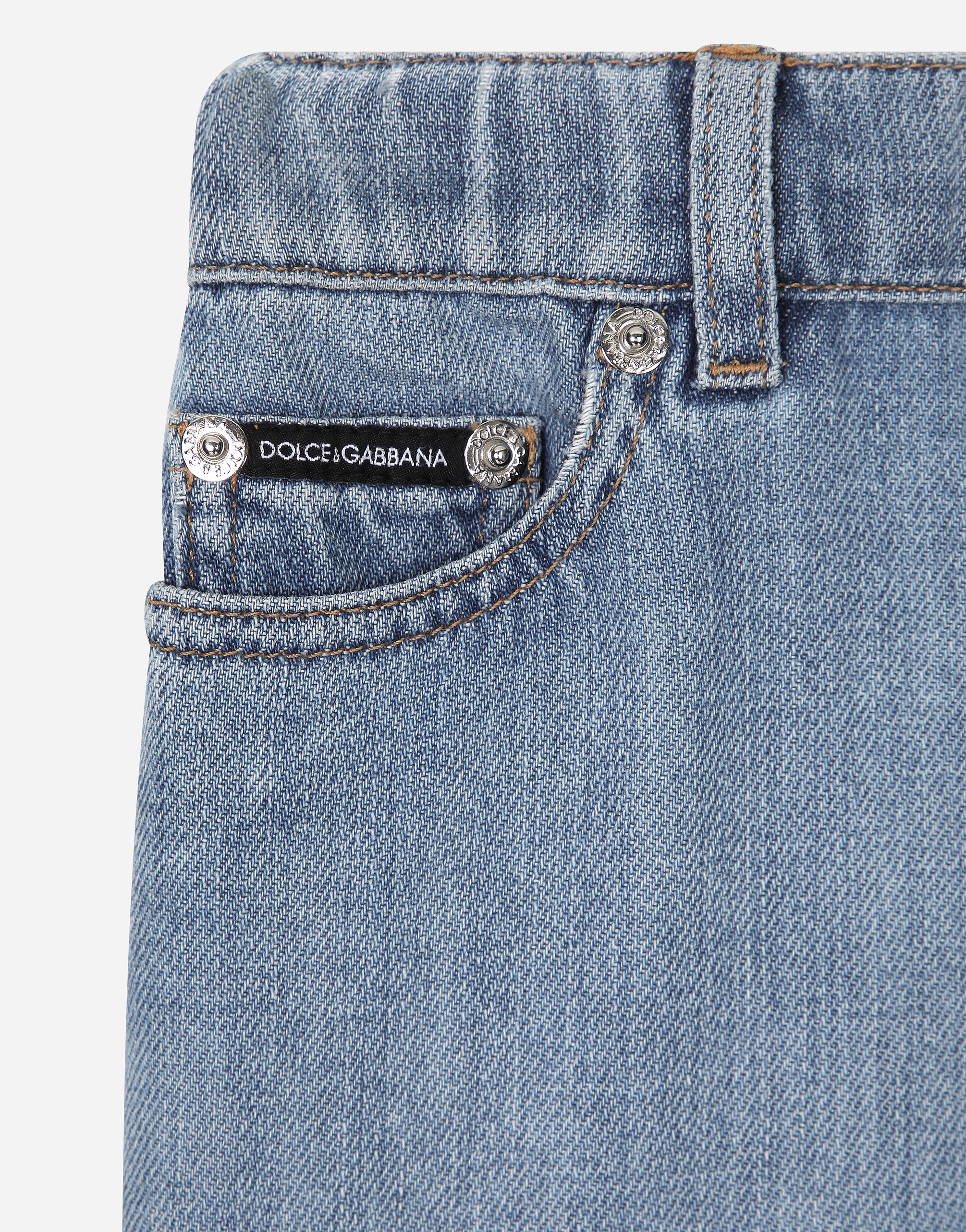 Shop Dolce & Gabbana 5-pocket Denim Shorts With Branded Tag In Variante Abbinata