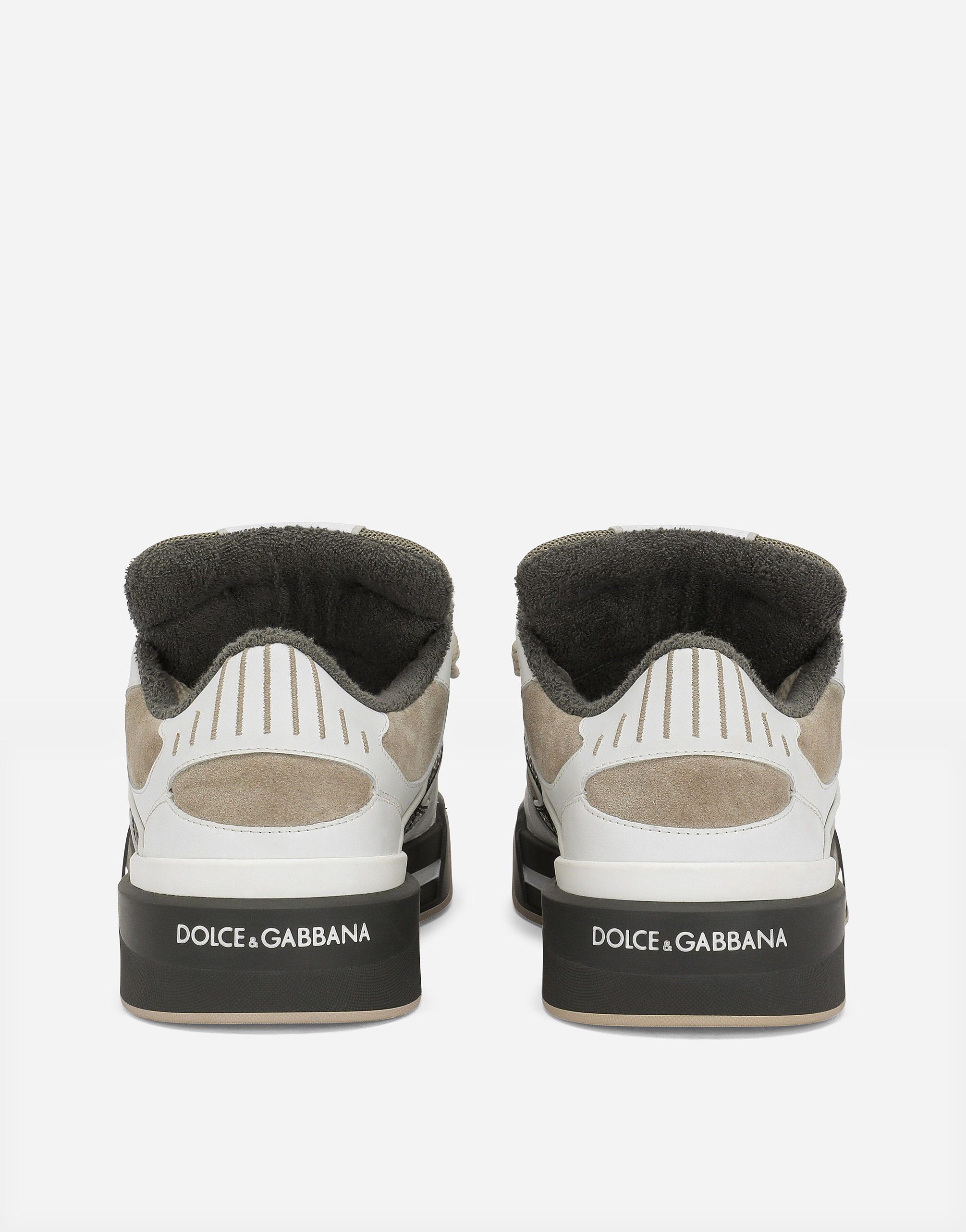 Mixed-material New Roma sneakers in Brown | Dolce&Gabbana®