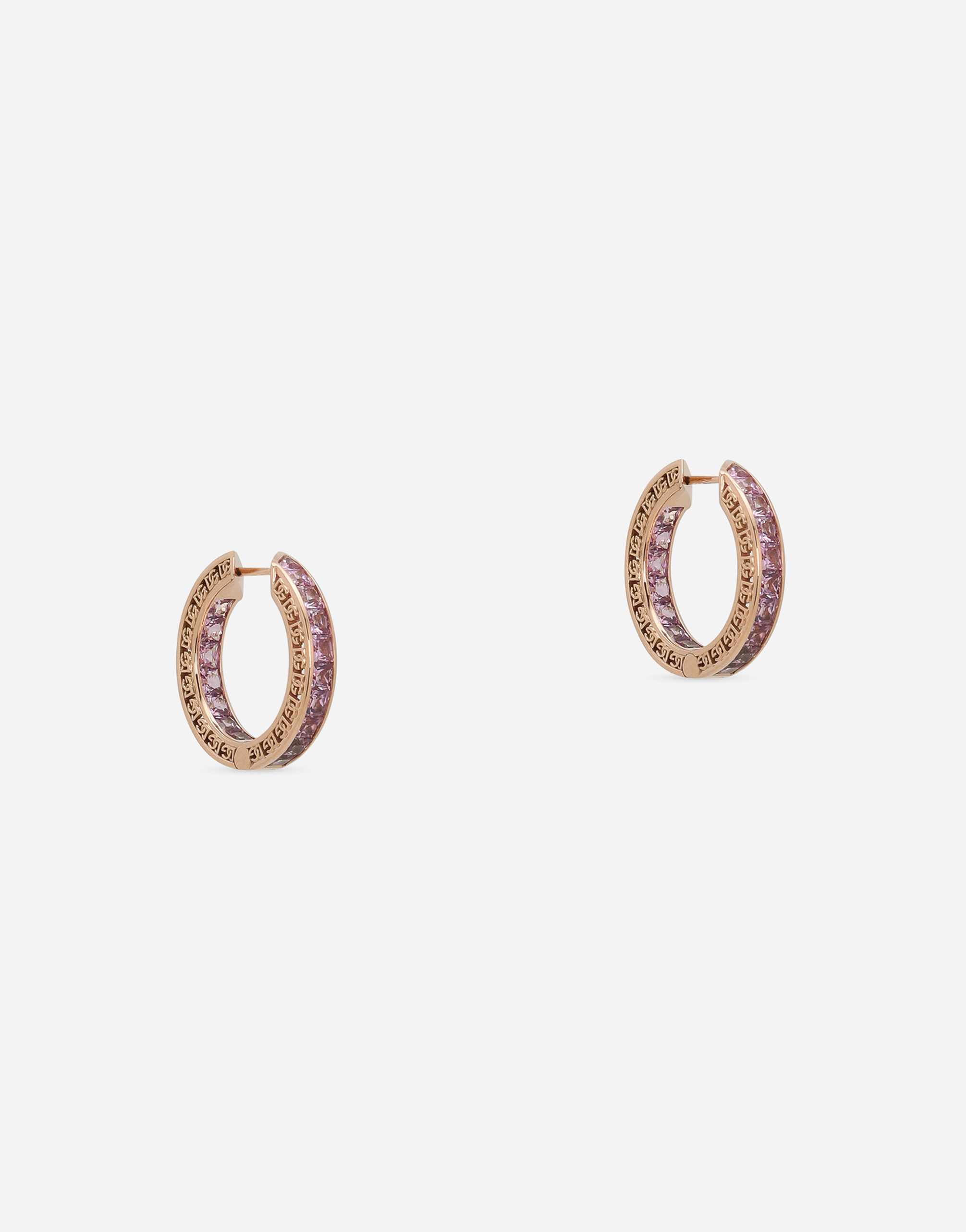 Shop Dolce & Gabbana Anna Earrings In Red Gold 18kt With Pink Sapphires