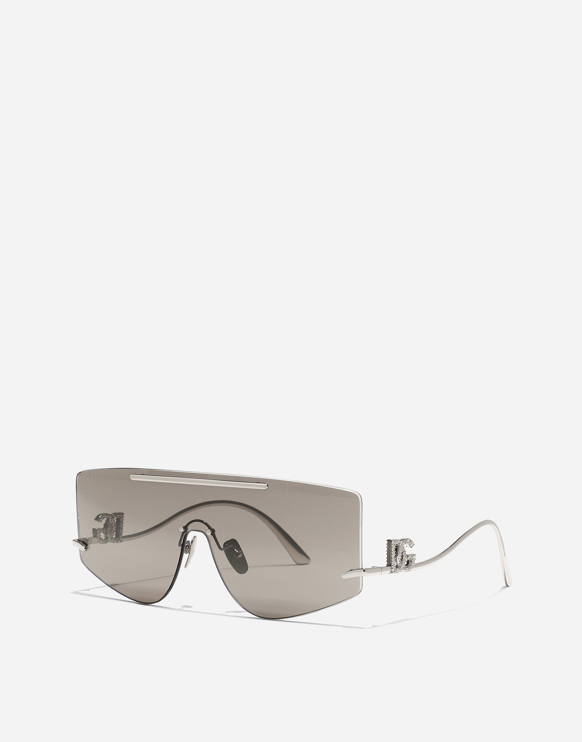 Shop Dolce & Gabbana Dg Crystal Sunglasses In Grey