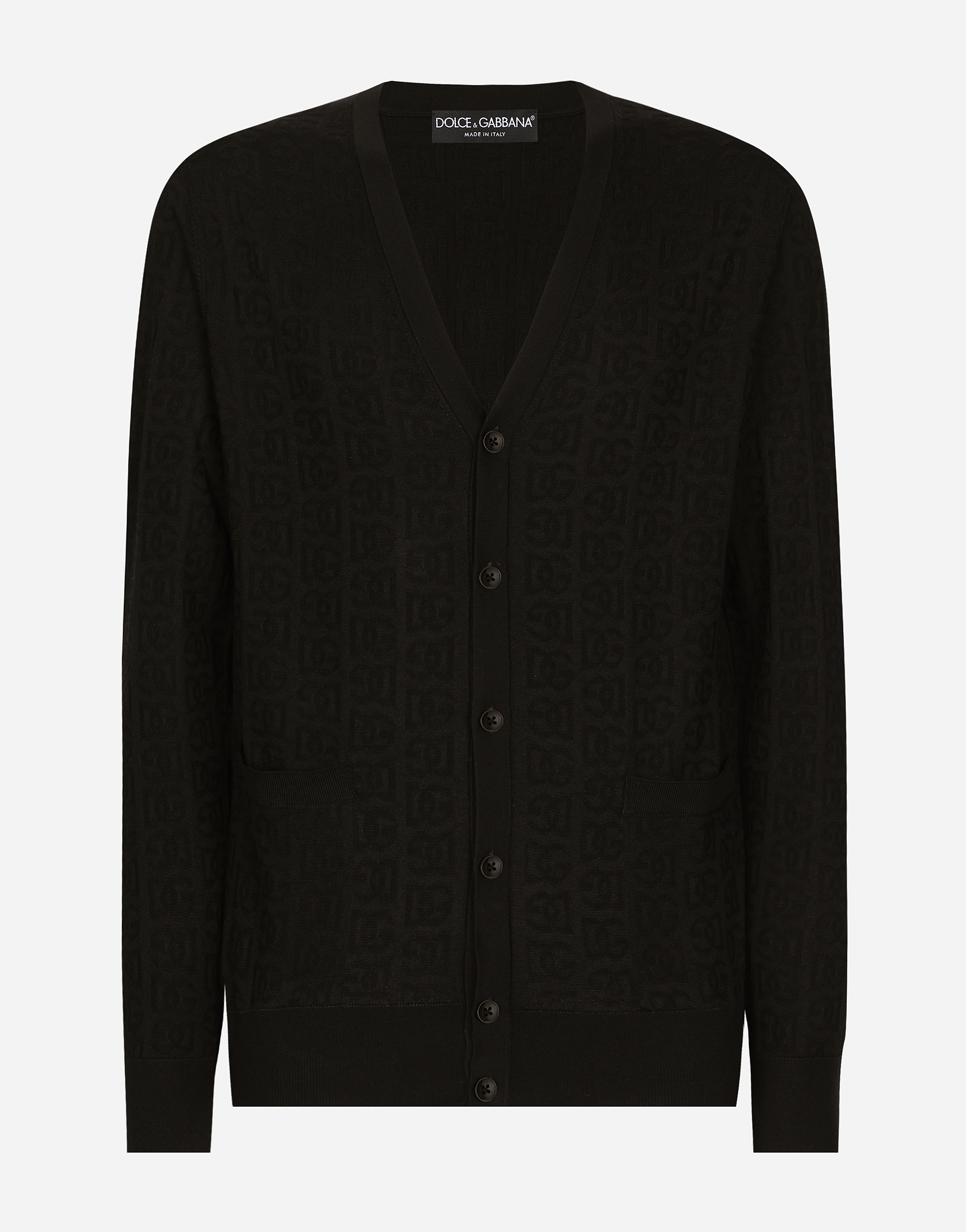 Shop Dolce & Gabbana Silk Cardigan With Dg Logo In Black