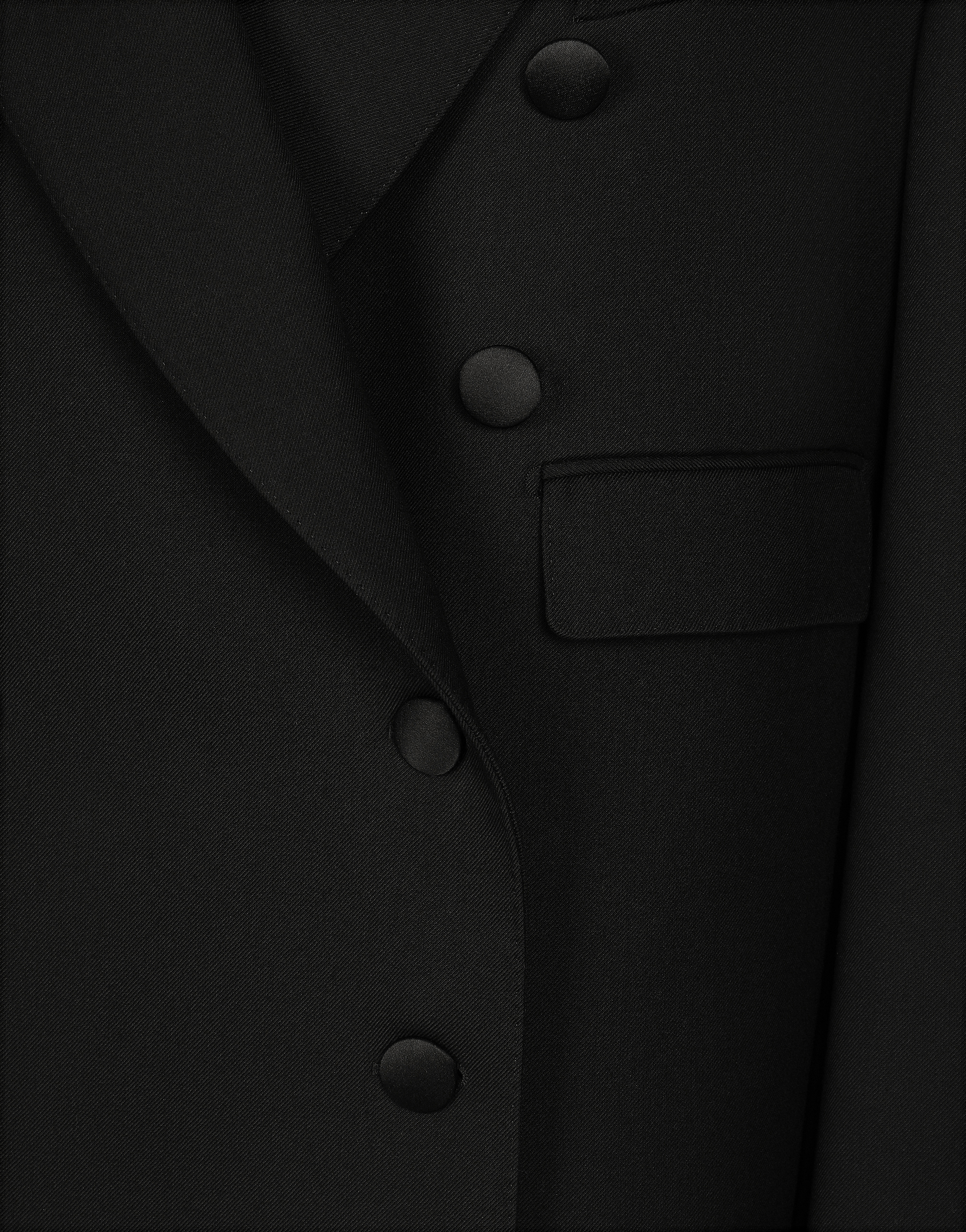 Shop Dolce & Gabbana Long Double-breasted Tuxedo Coat In Double Wool Gabardine In Black