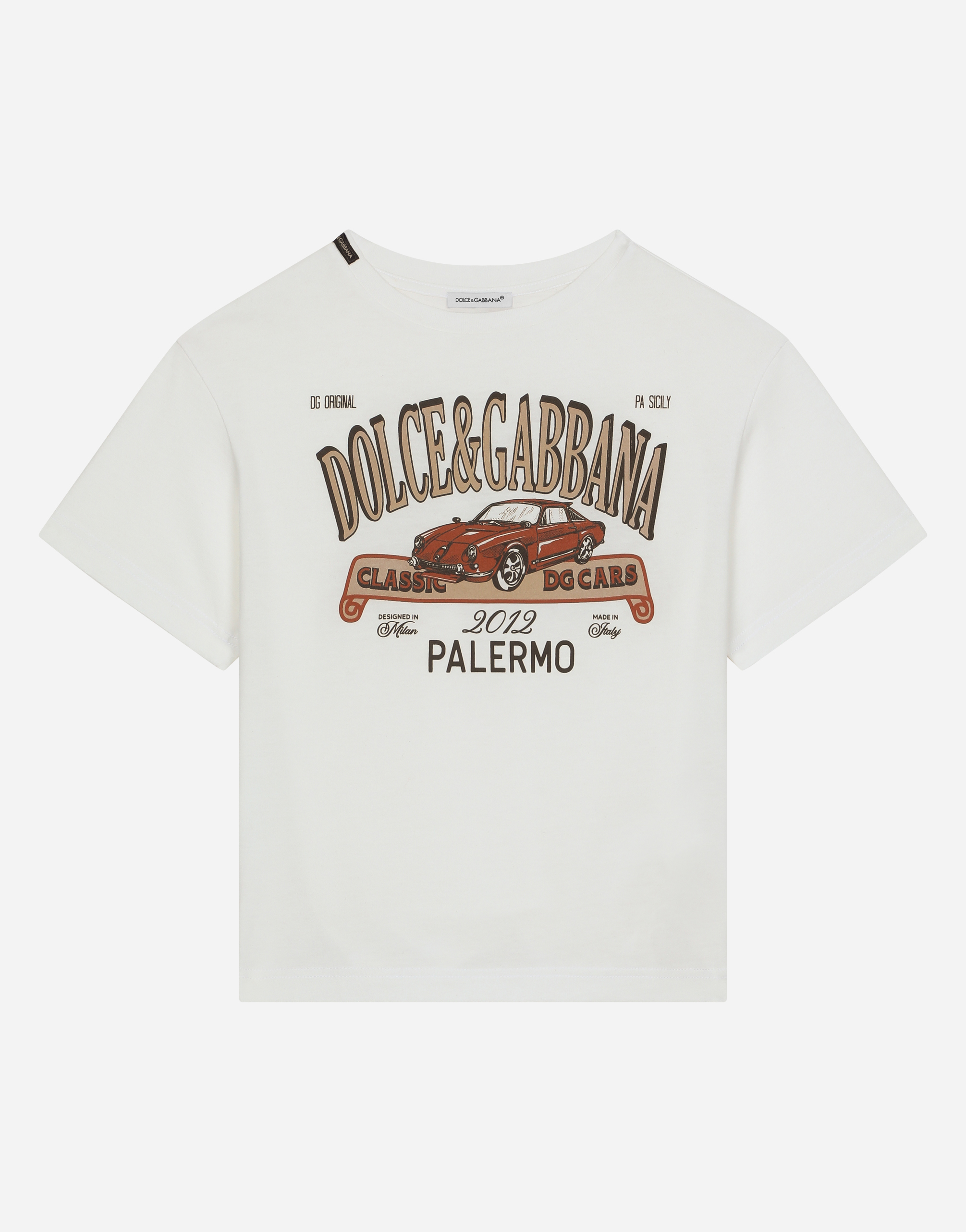 Shop Dolce & Gabbana Jersey T-shirt With Dg Palermo Logo In White