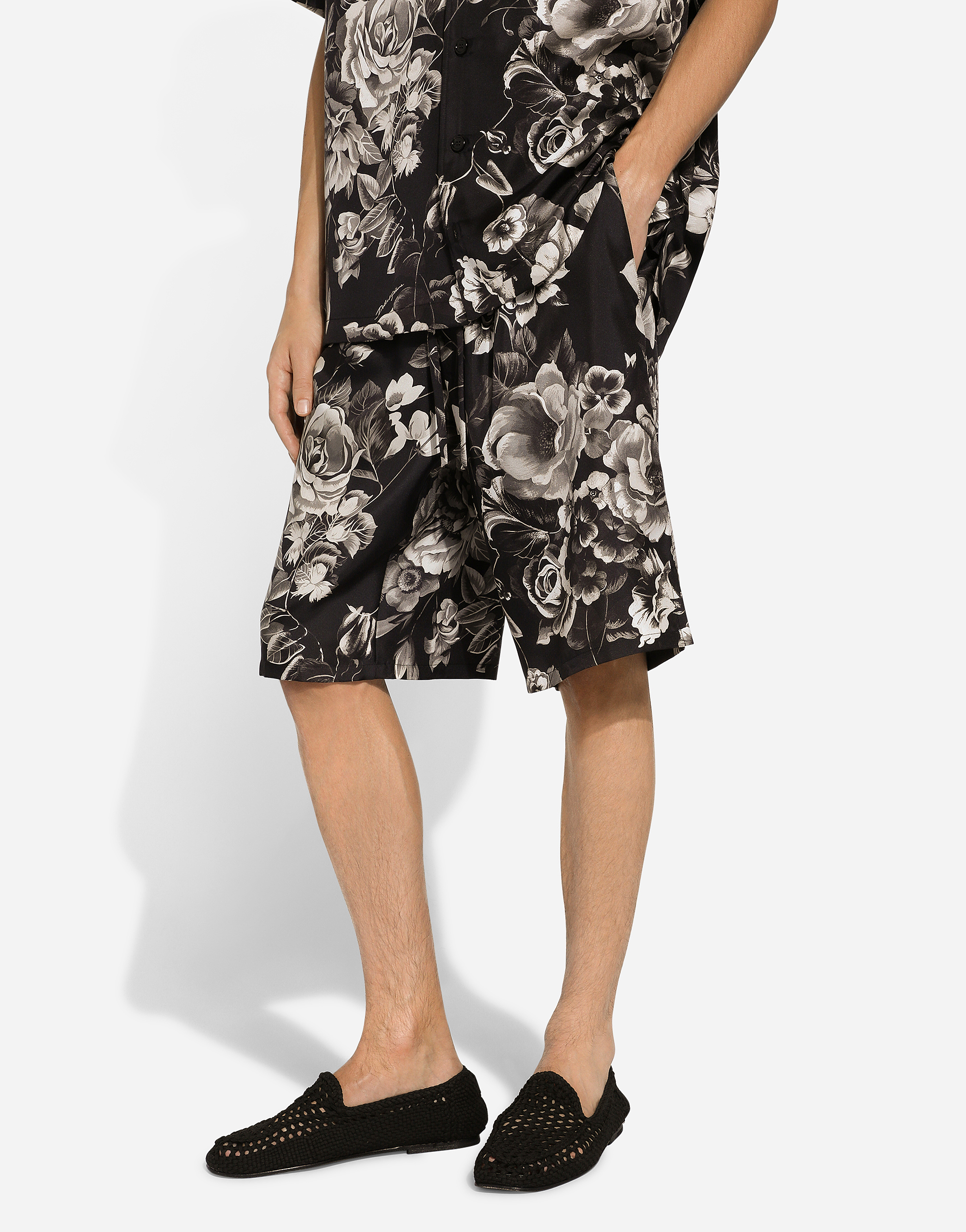 Shop Dolce & Gabbana Floral-print Silk Vanity Shorts