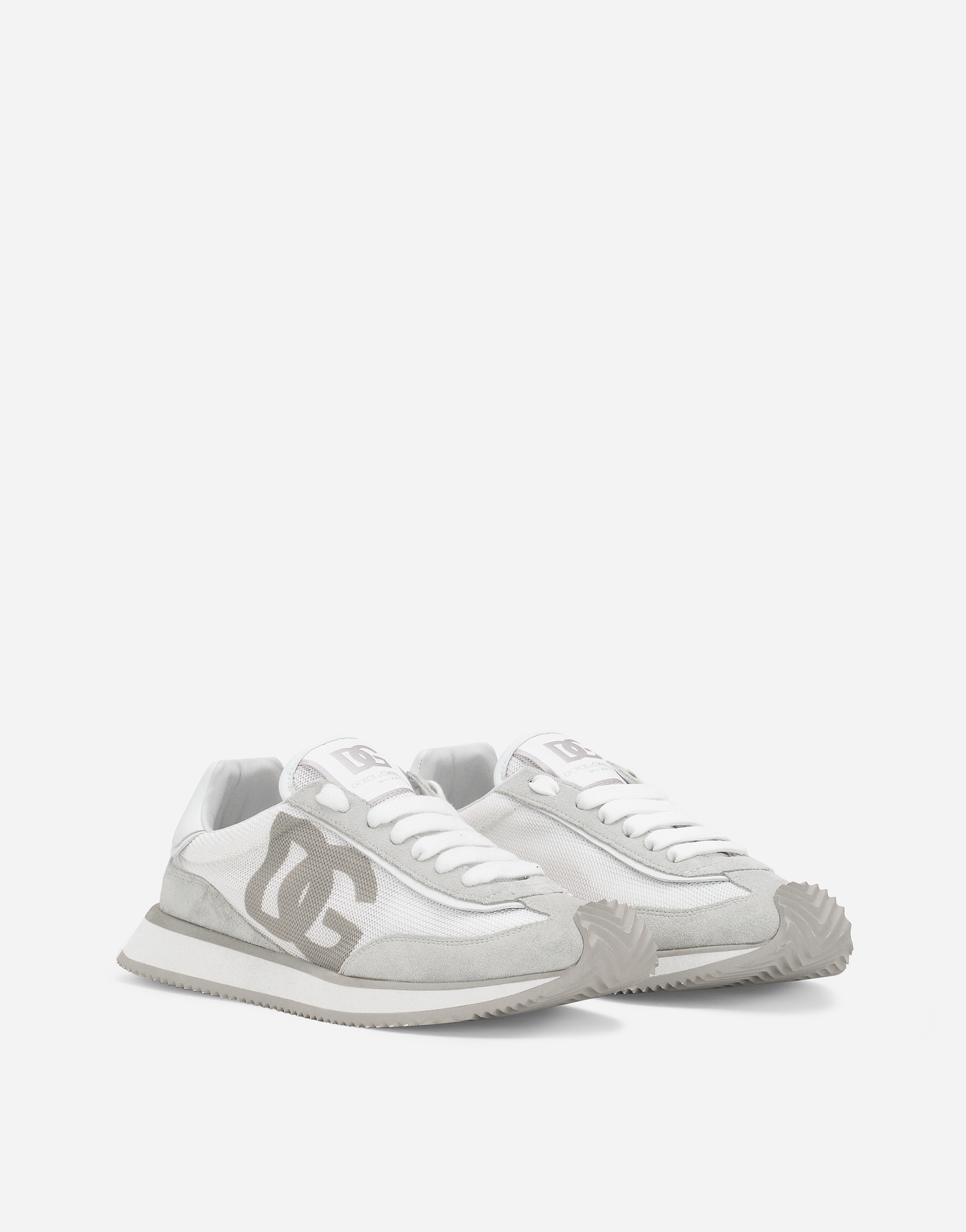 Shop Dolce & Gabbana Mixed-material Dg Cushion Sneakers In Bianco