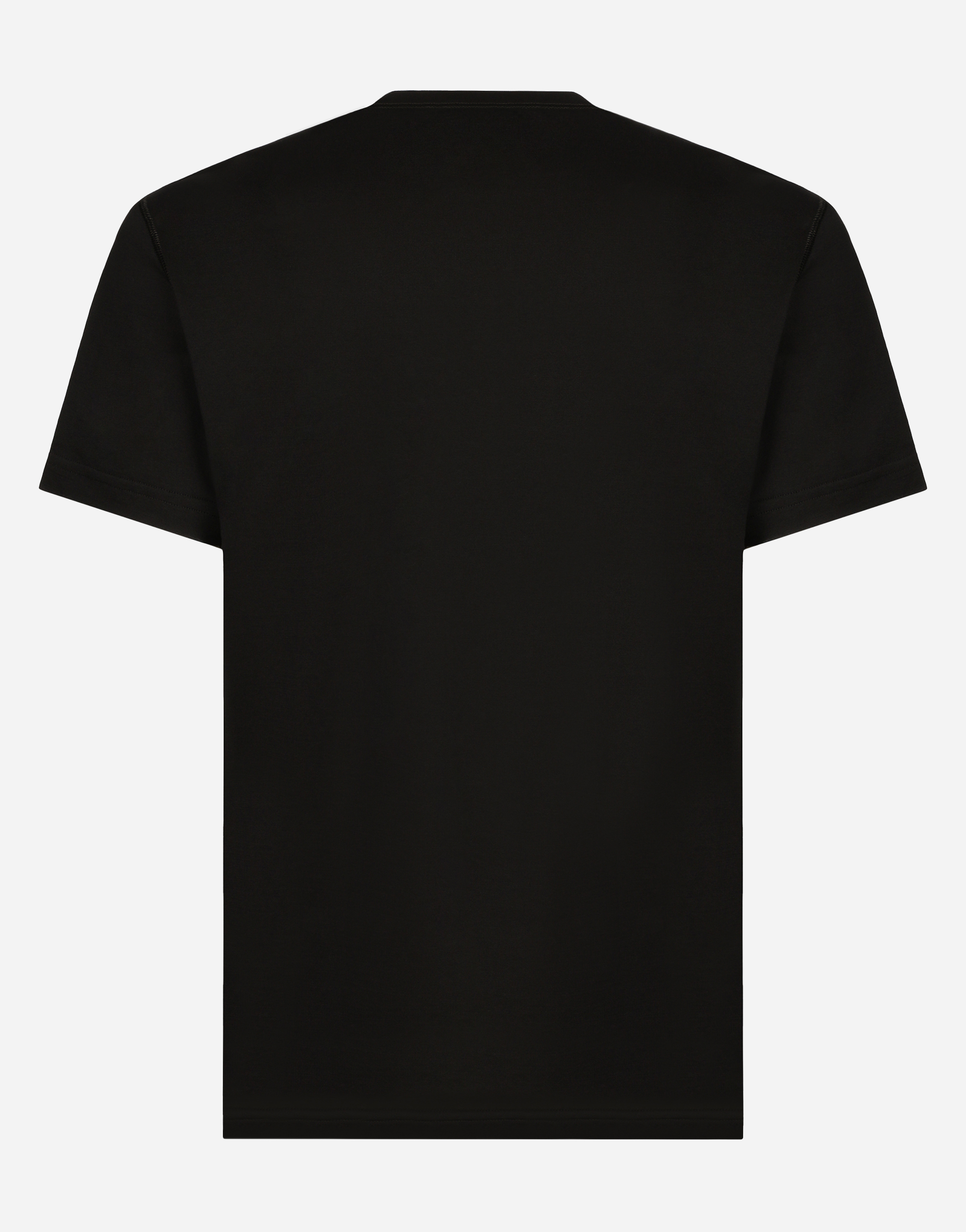 Shop Dolce & Gabbana Cotton V-neck T-shirt With Branded Tag In Black