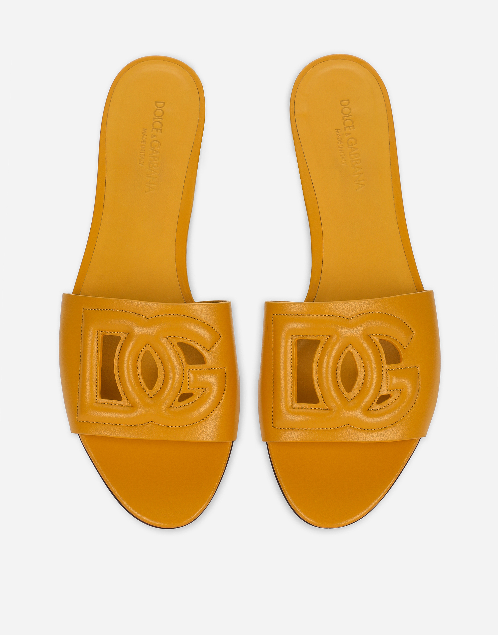 Calfskin slides with DG logo