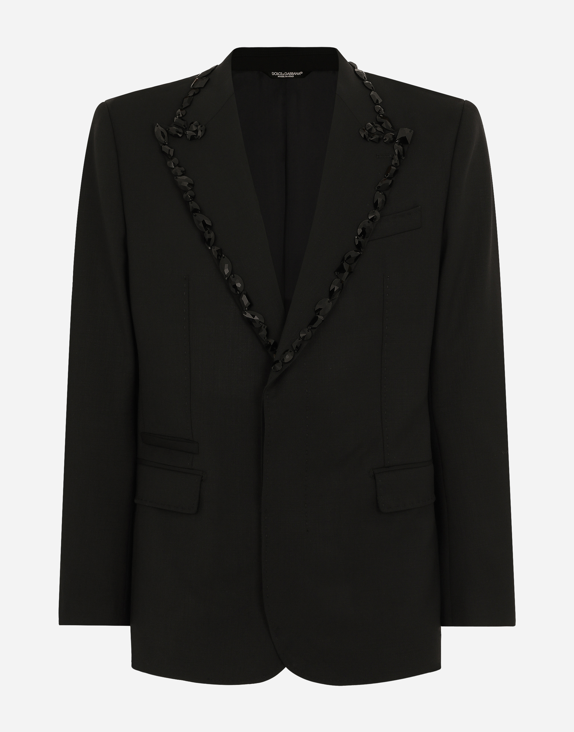 Sicilia single-breasted tuxedo jacket with rhinestones in Negro for 